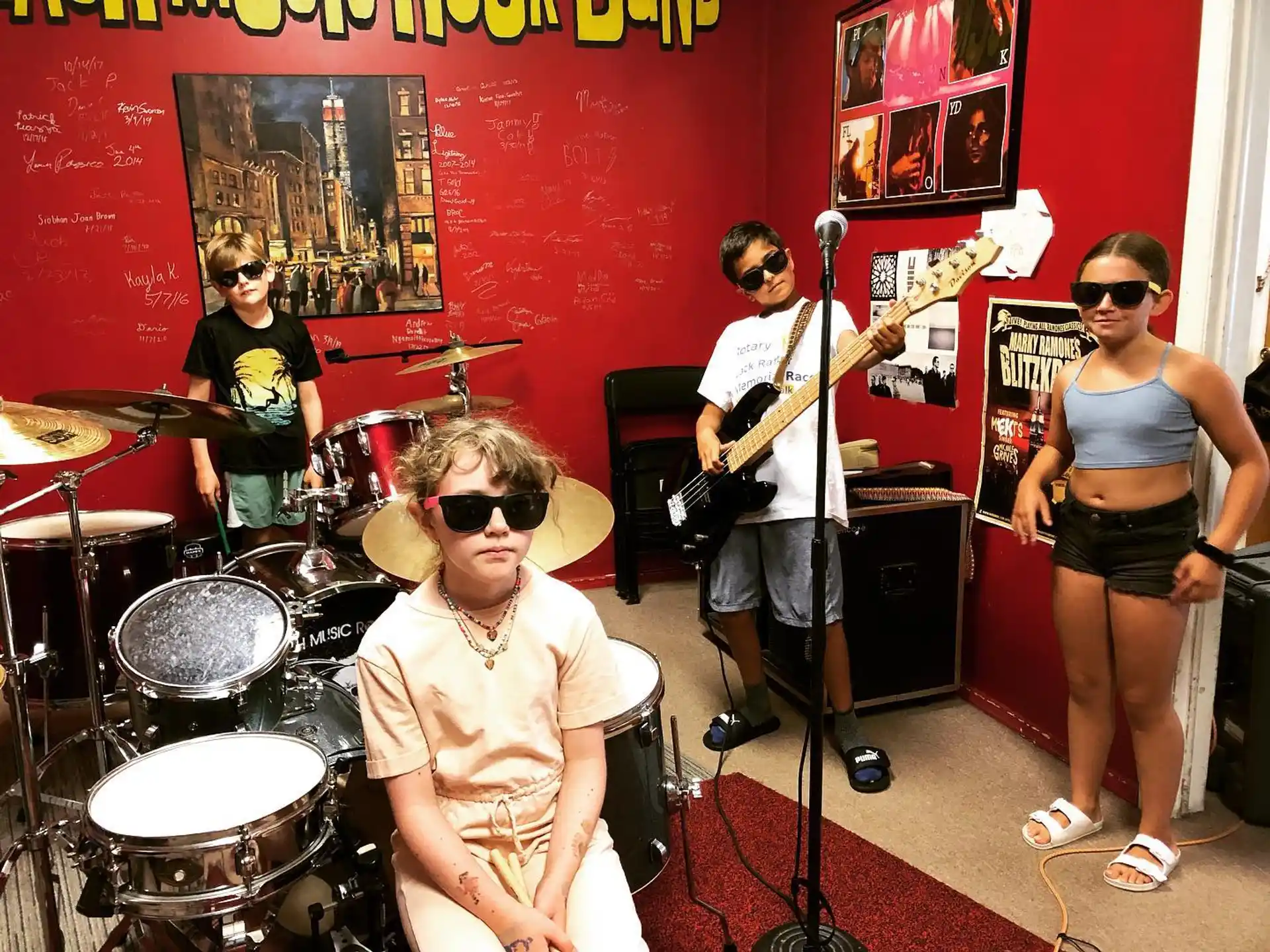 a group of people playing instruments