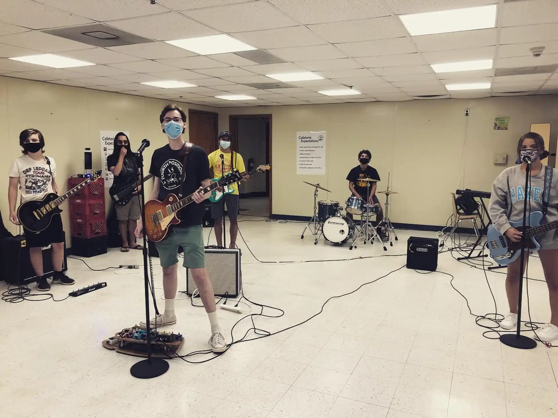 a group of people playing instruments