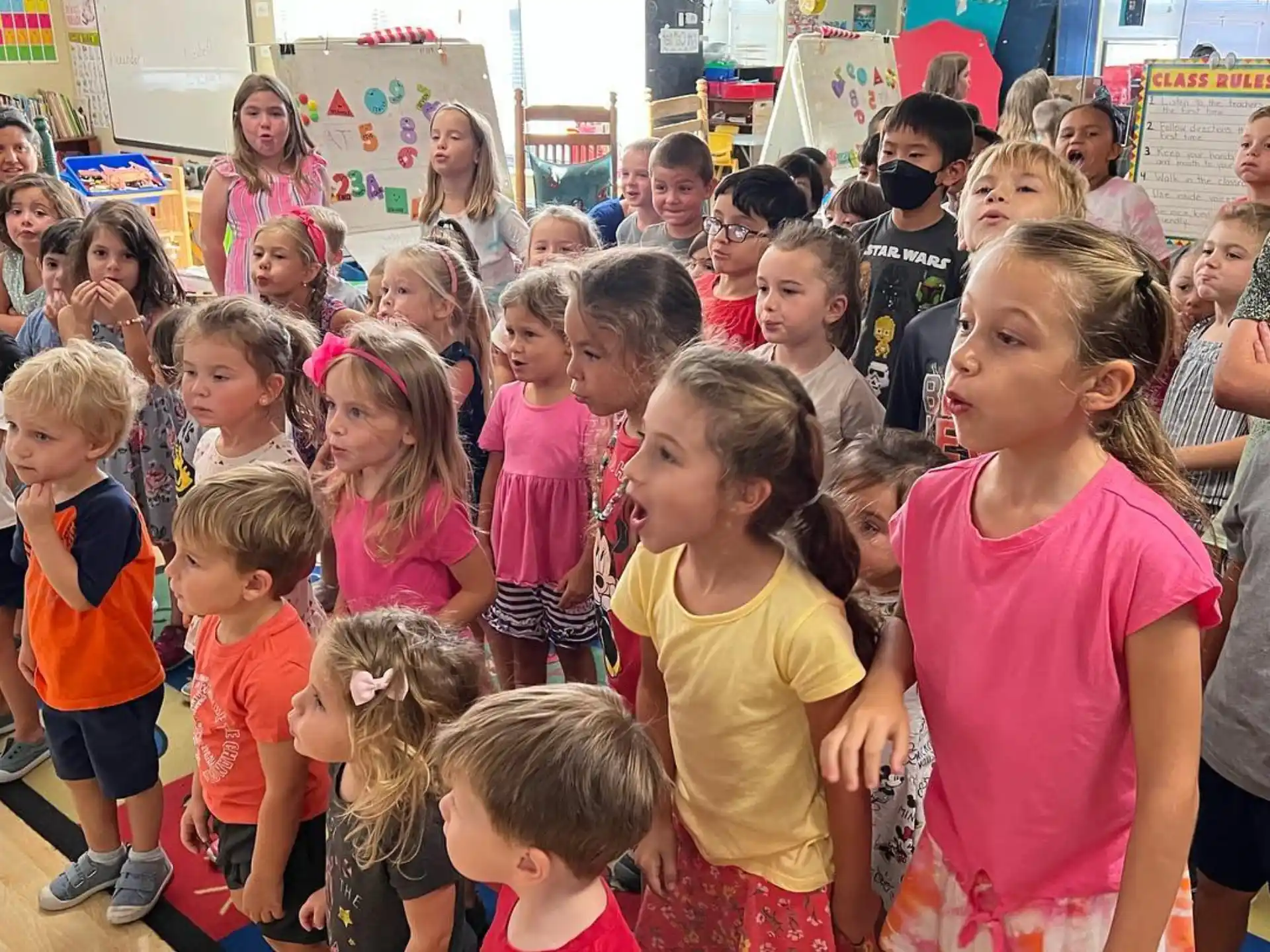 a group of children in a room