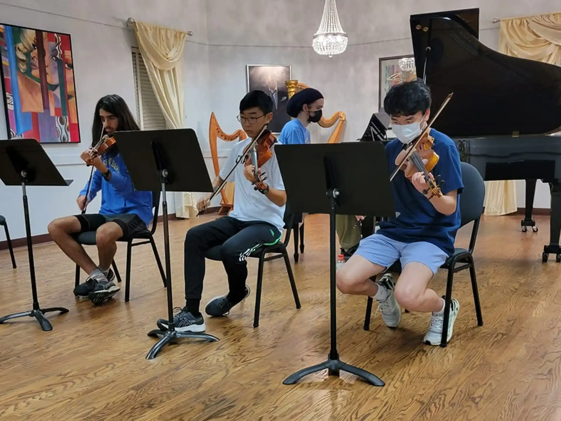 a group of people playing instruments