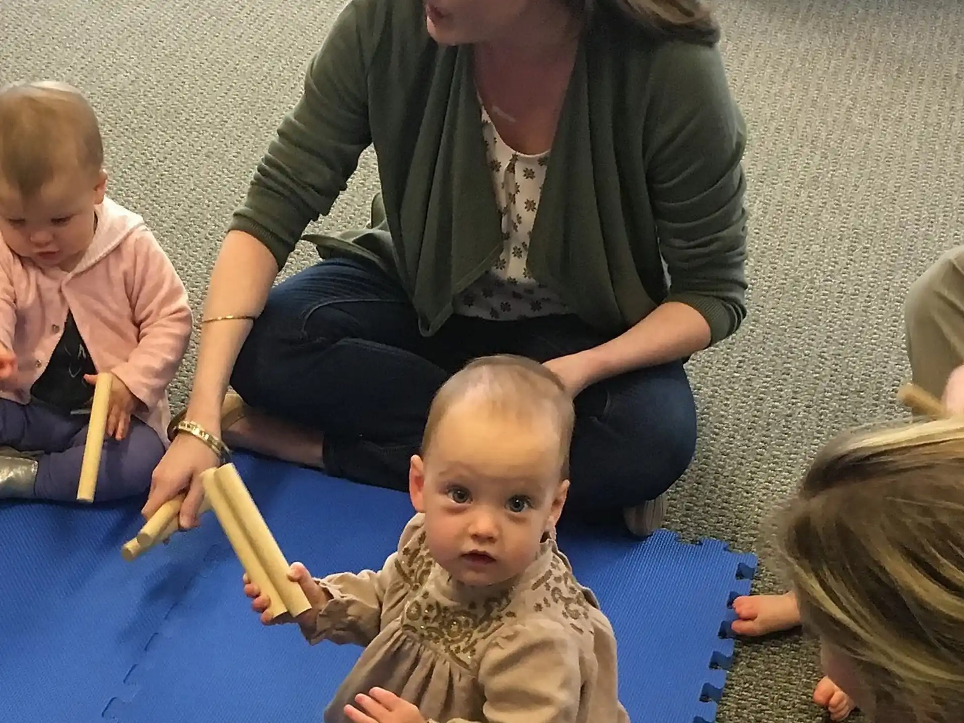 a person and several children