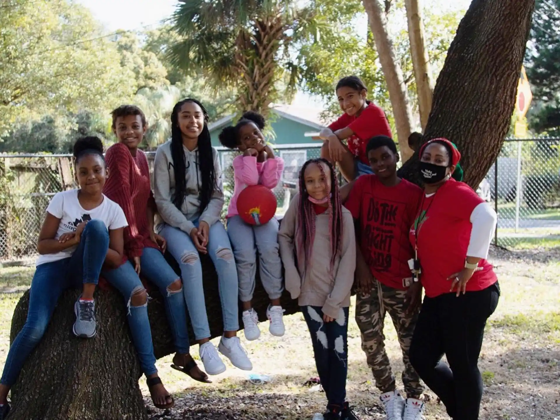 a group of people posing for a photo