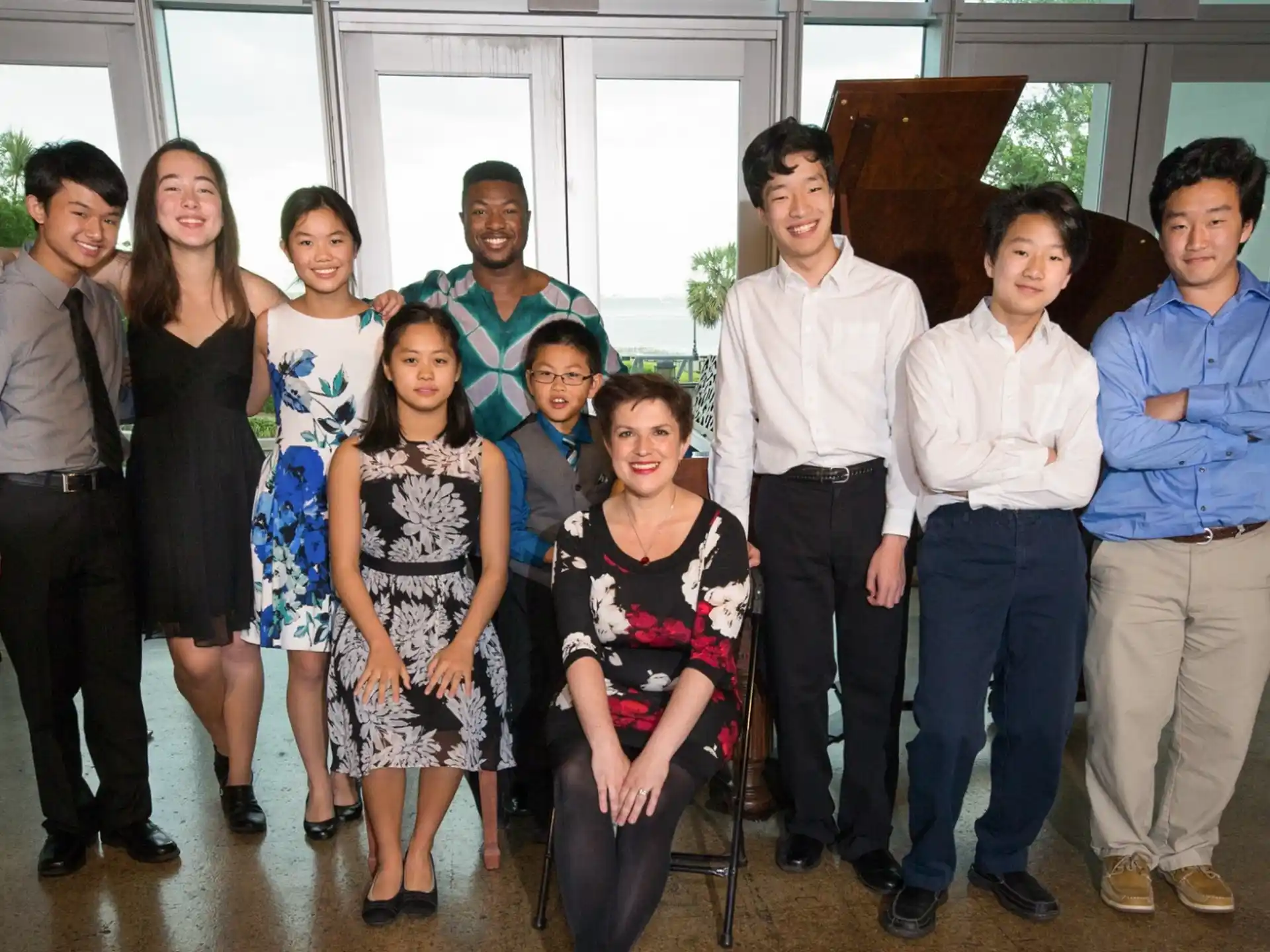 a group of people posing for a photo