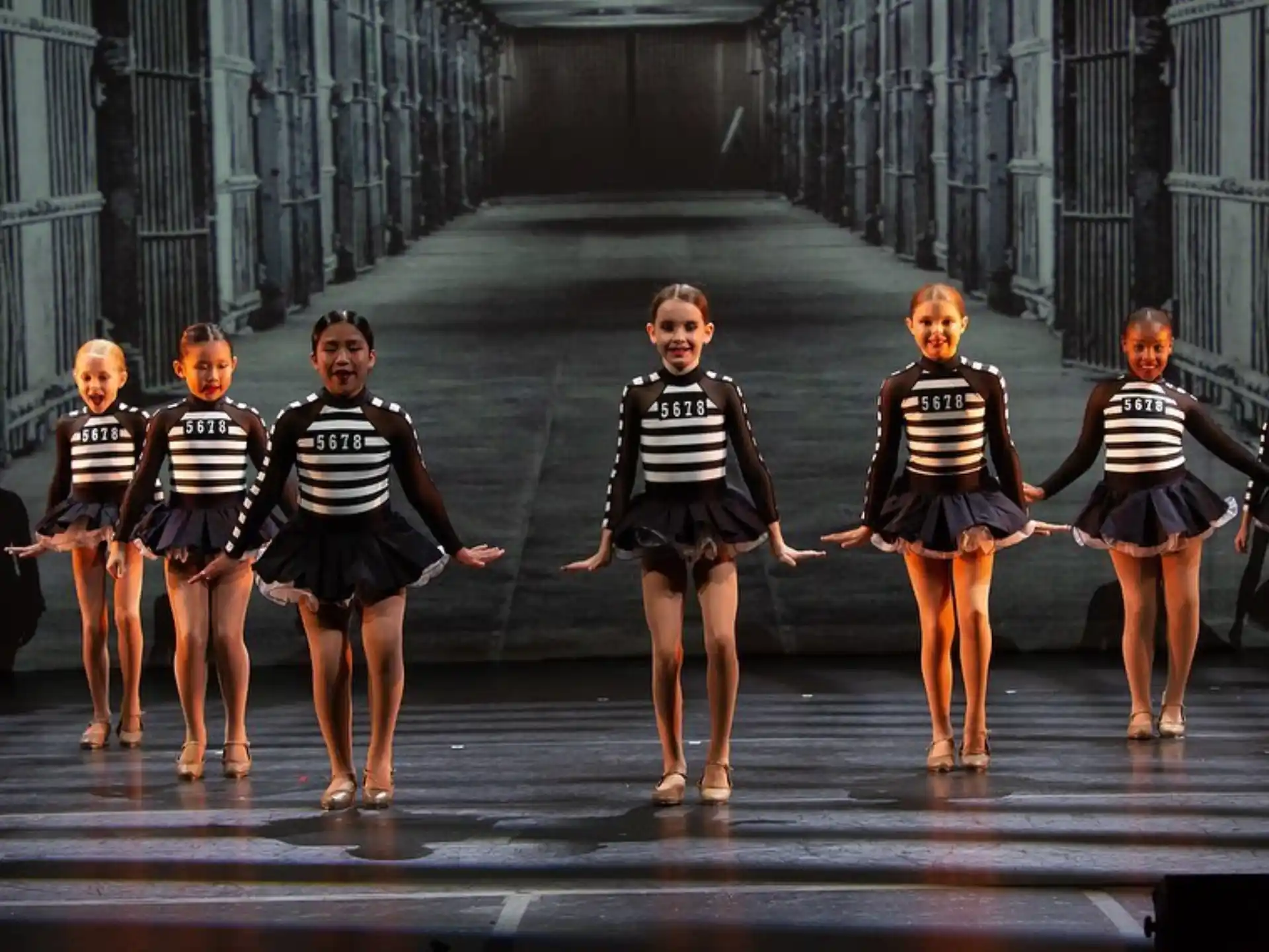 a group of girls in a line