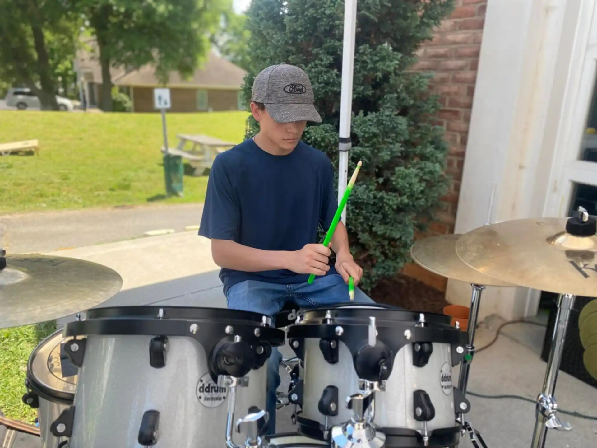 a man playing drums