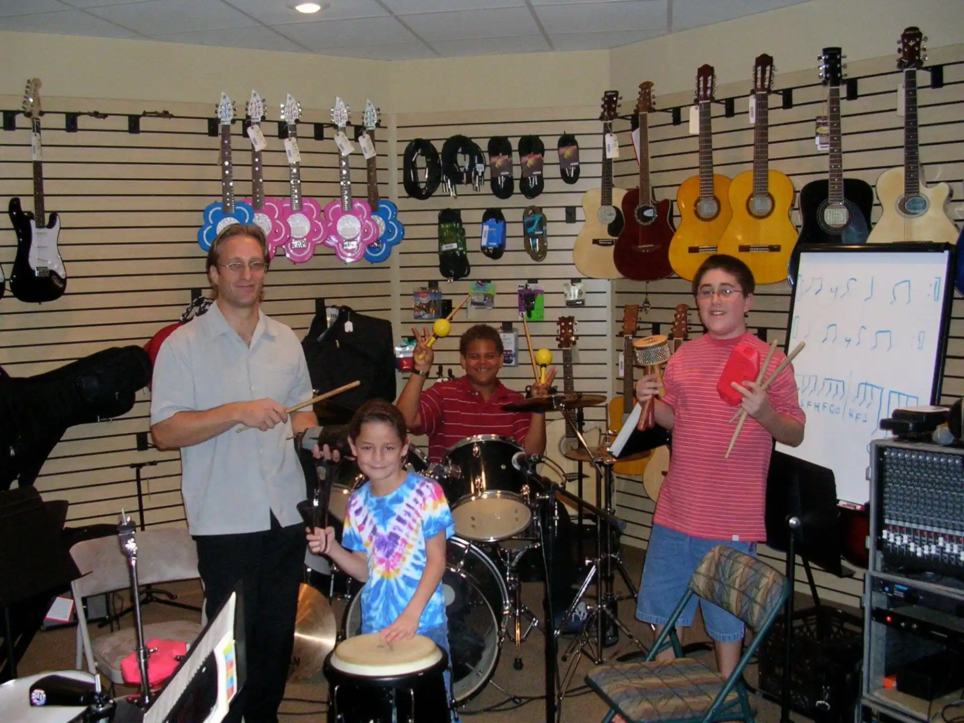 a group of people playing instruments