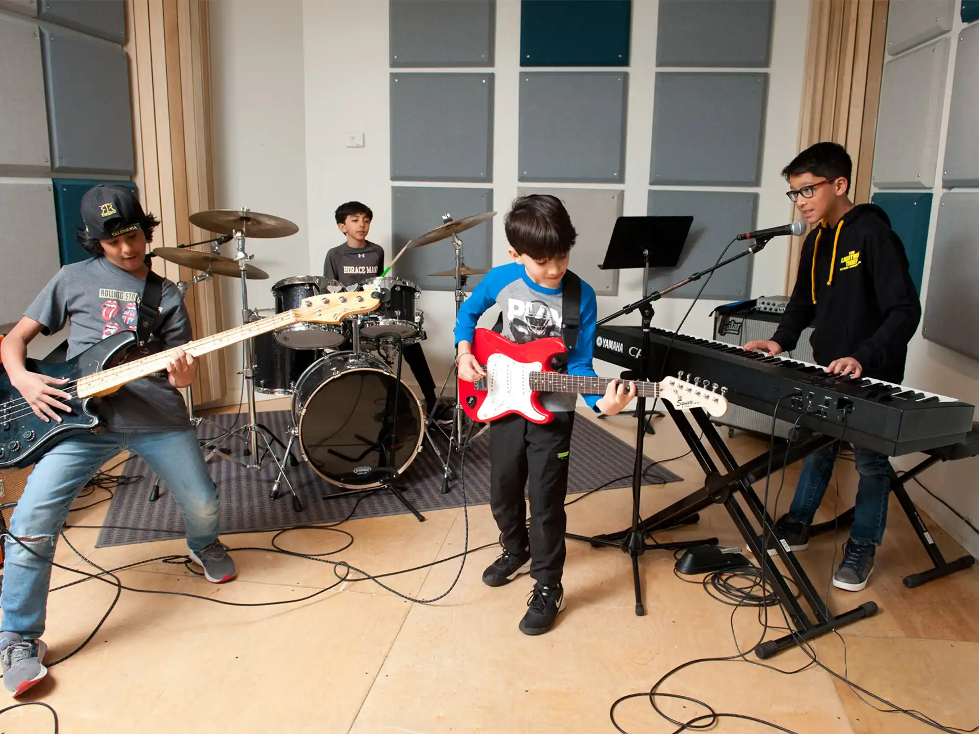 a group of people playing instruments