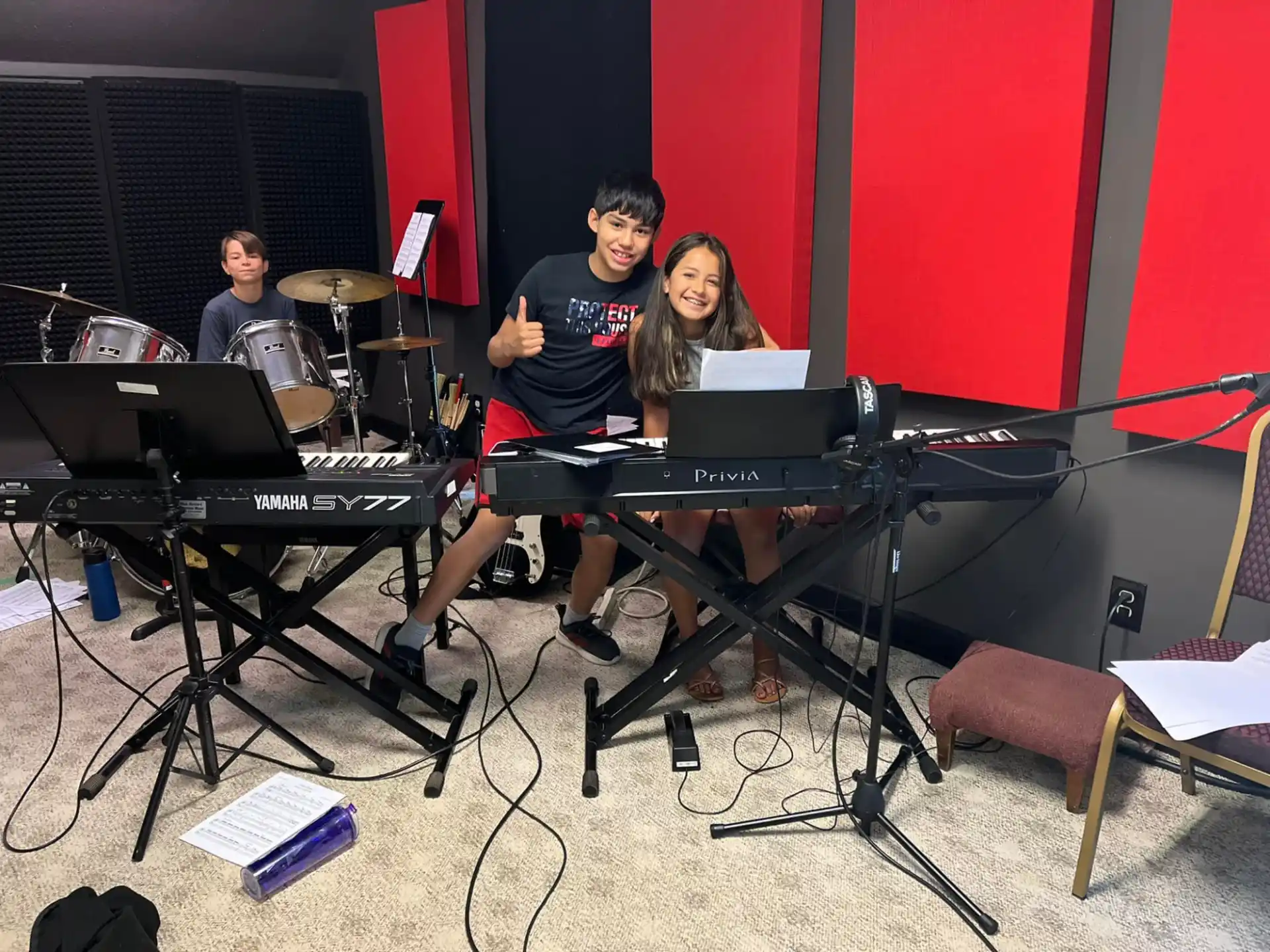 a group of people playing instruments