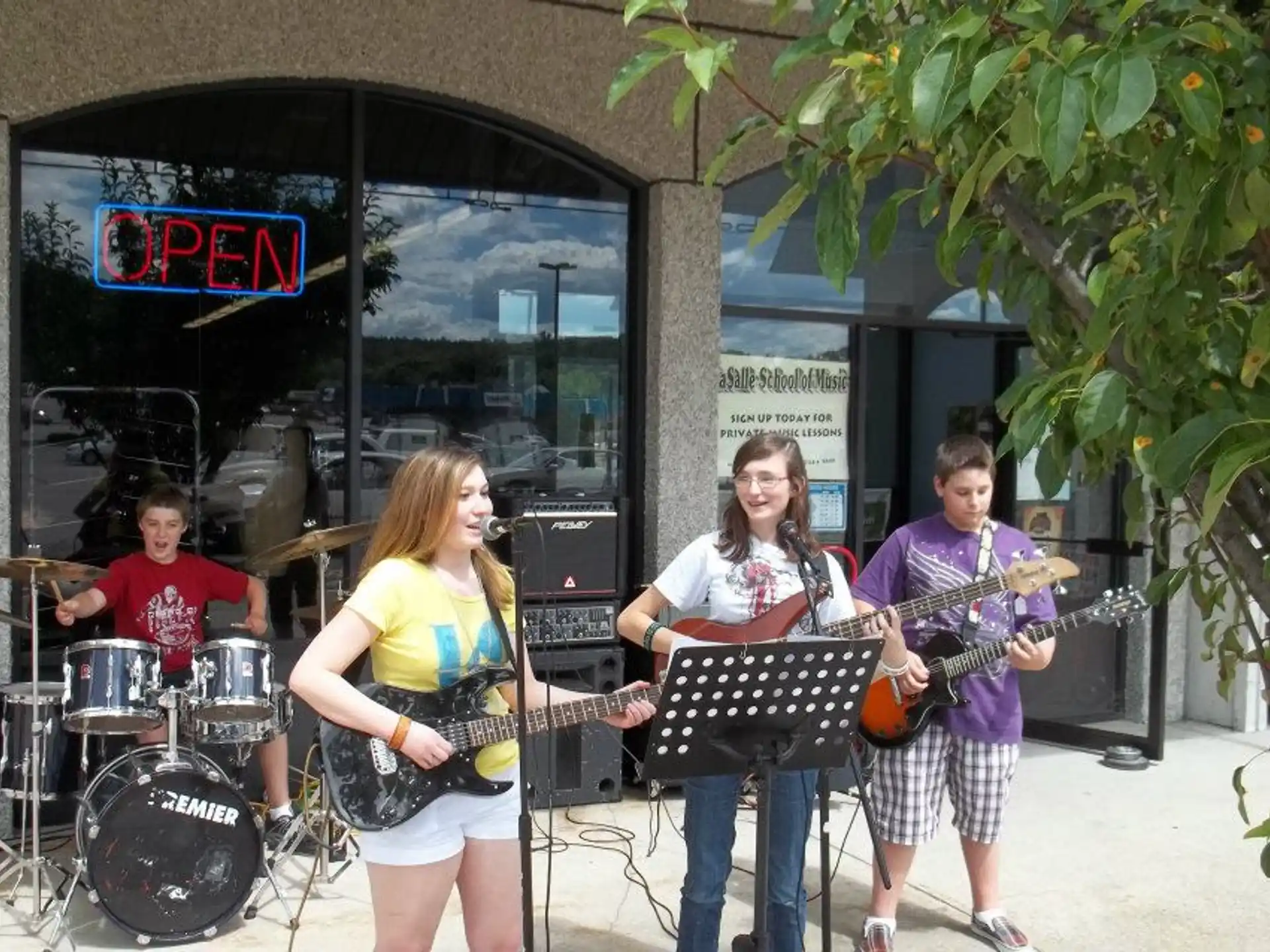 a group of people playing instruments