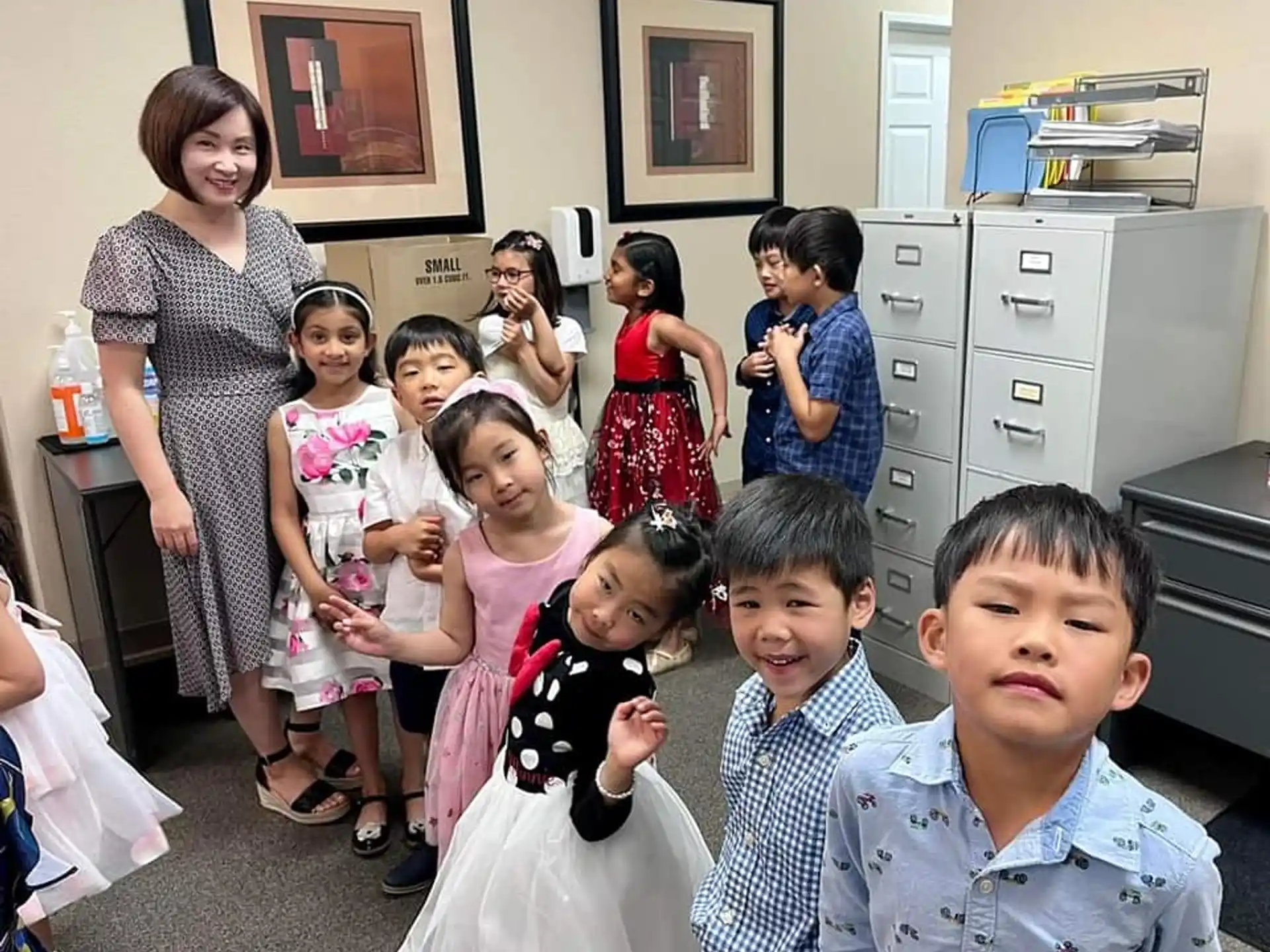 a group of children in a room