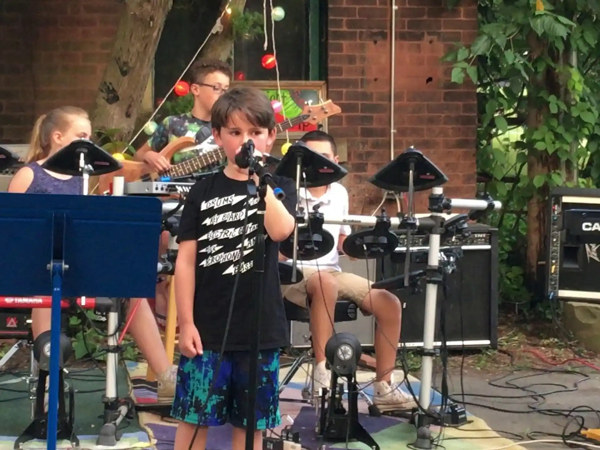 a group of people playing instruments