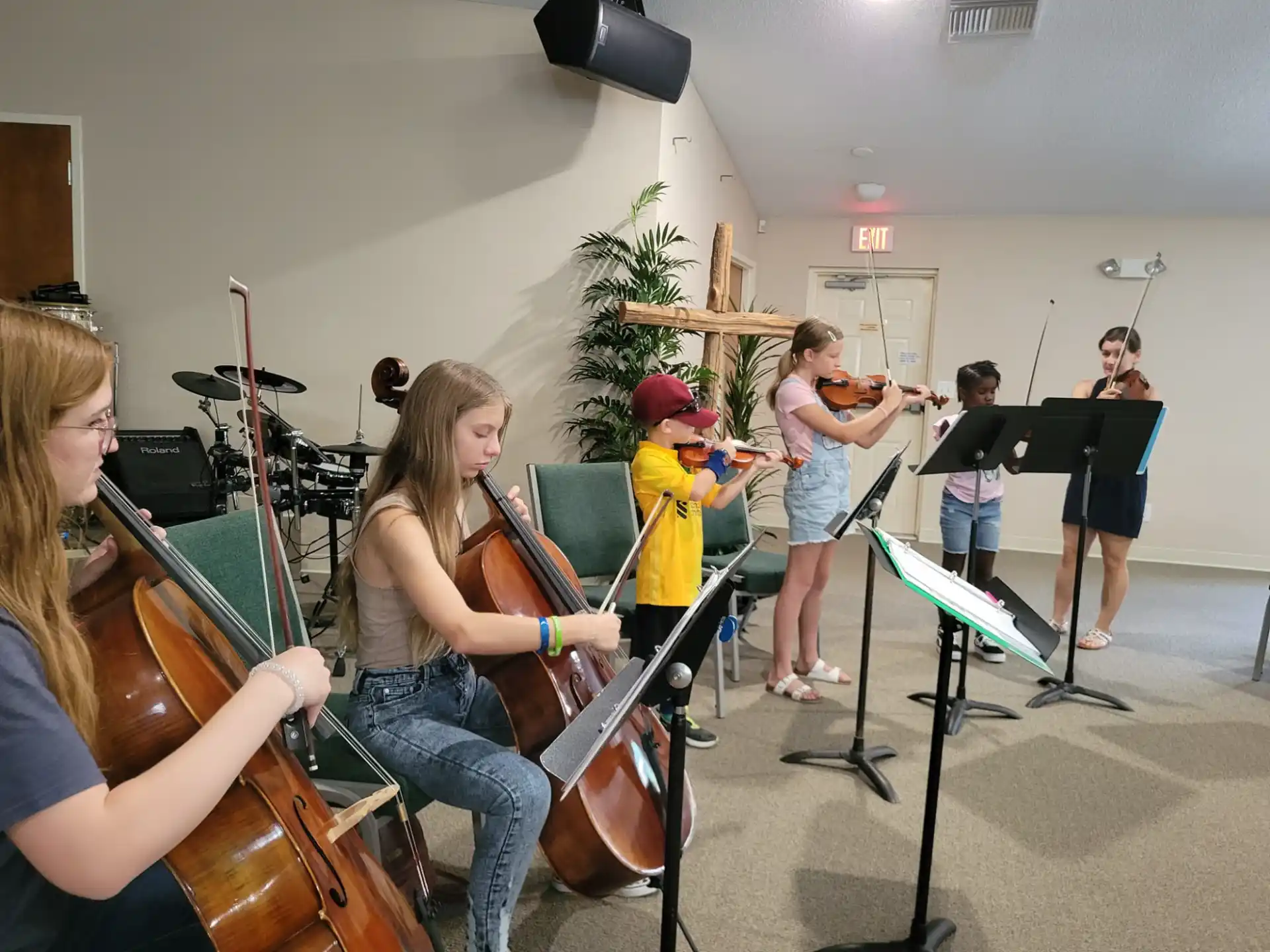 a group of people playing instruments