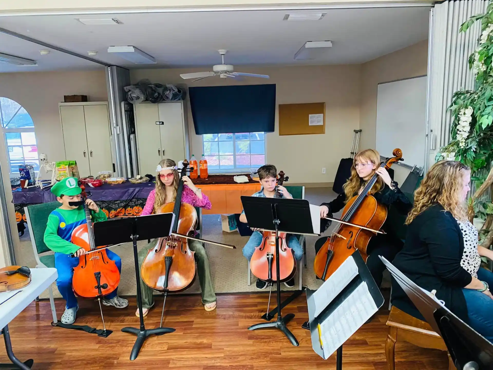 a group of people playing instruments