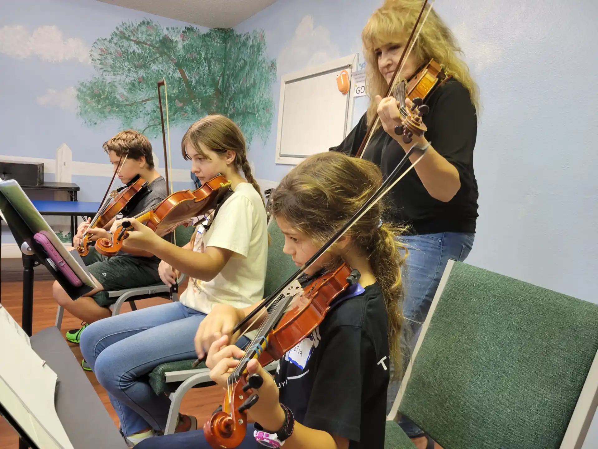 a group of people playing instruments
