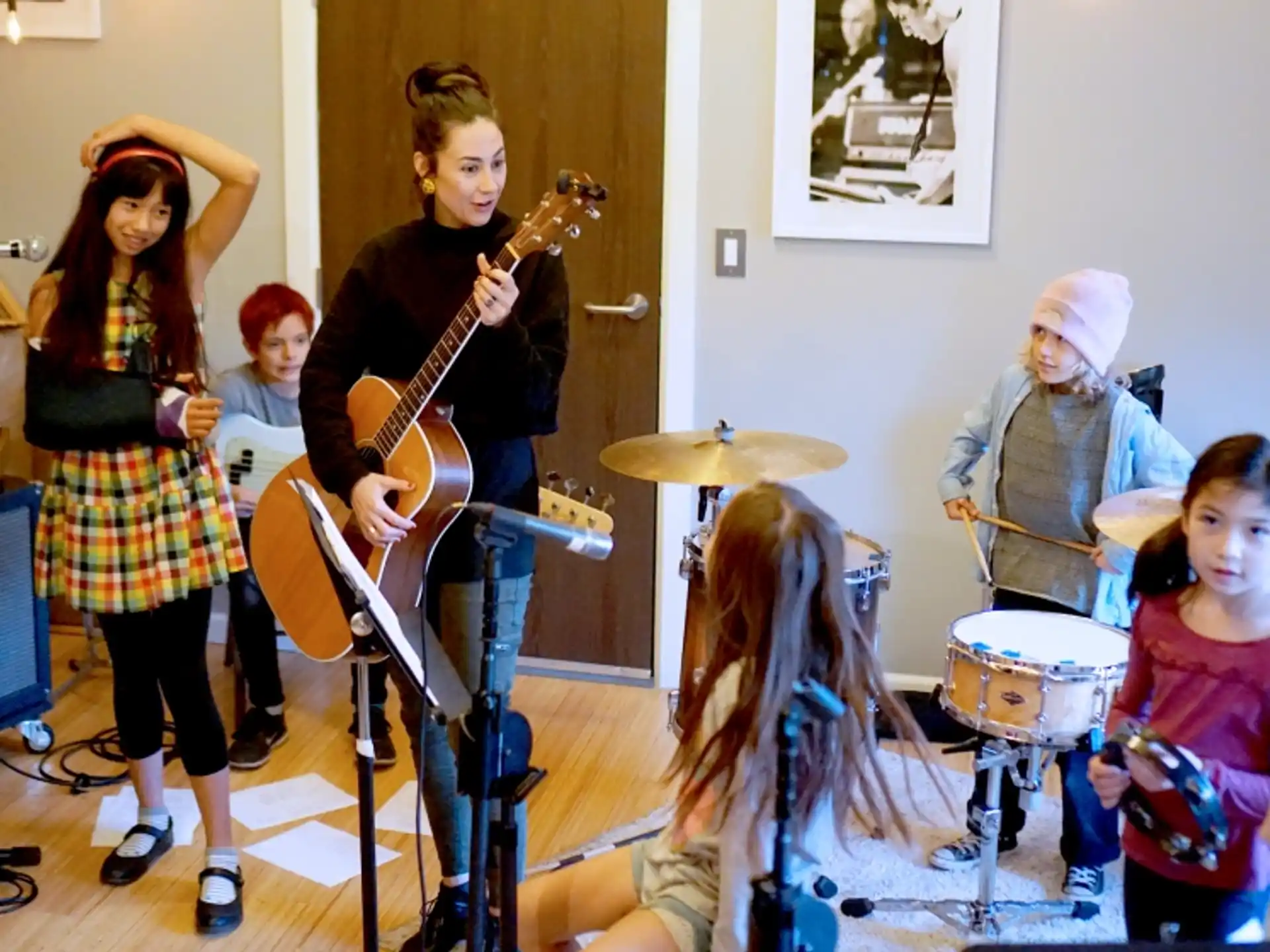 a group of people playing instruments