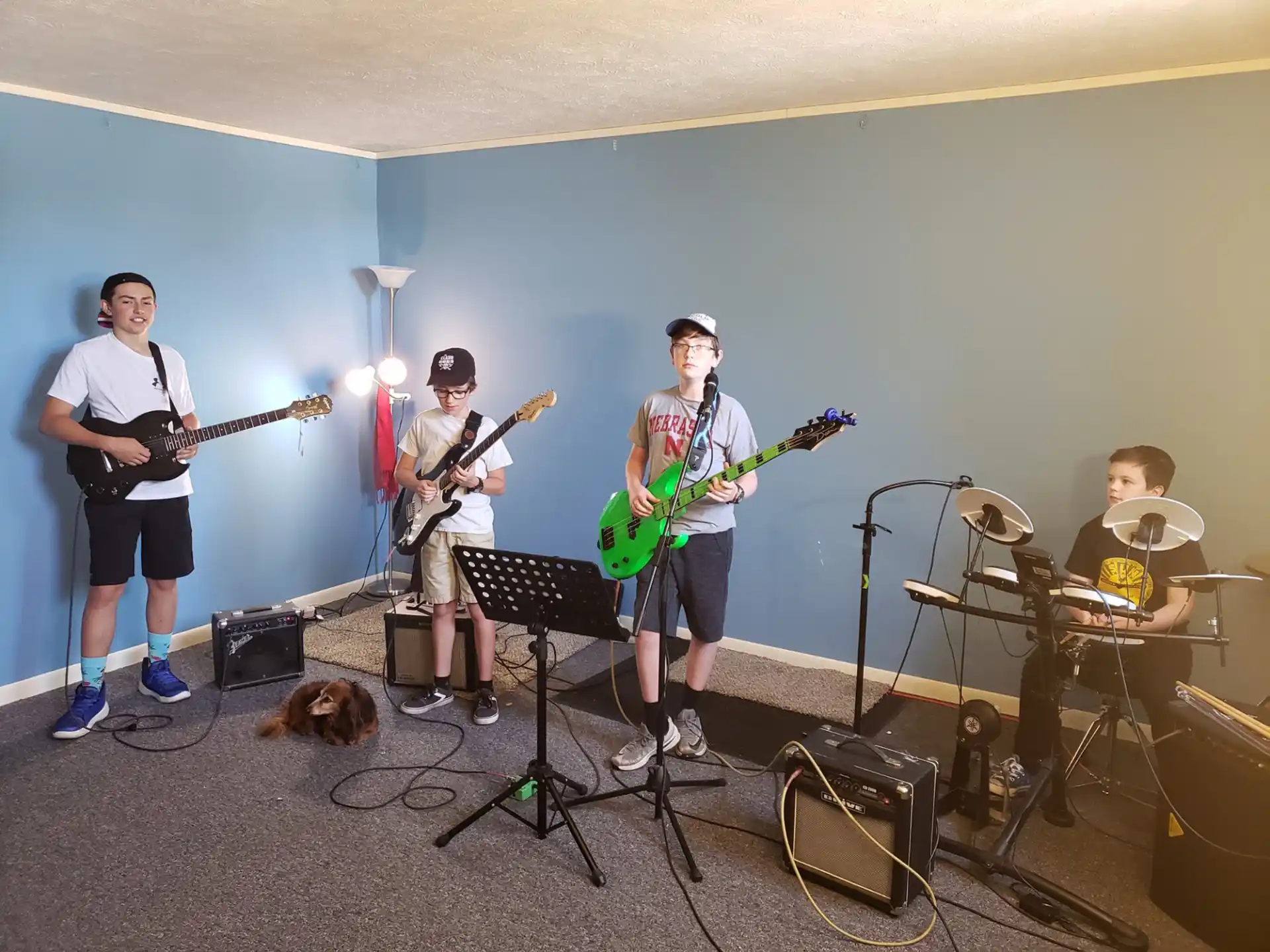 a group of people playing instruments