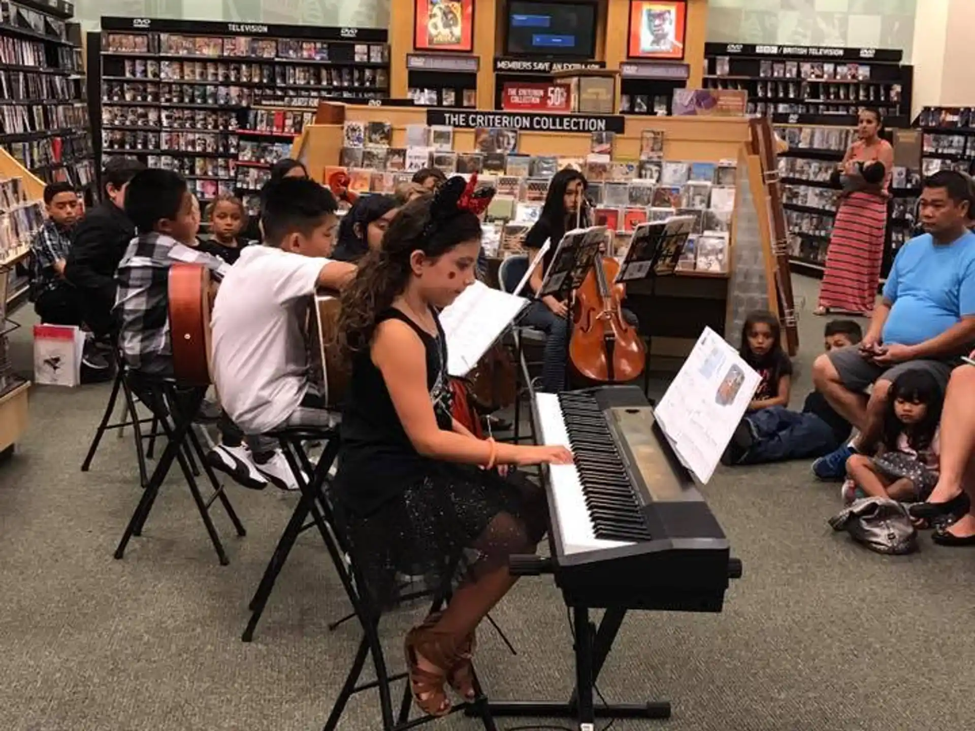 a group of people playing instruments