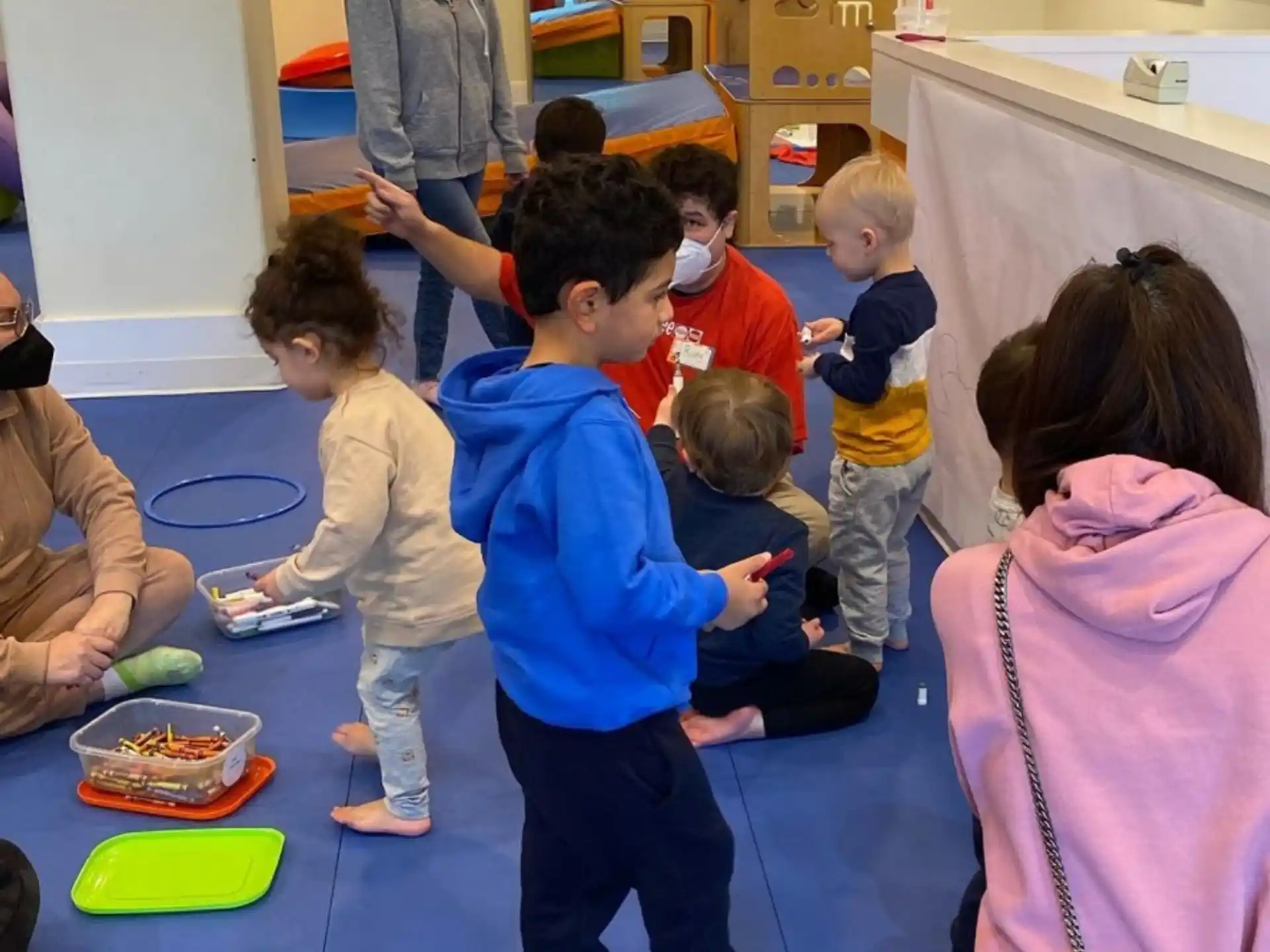 a group of children in a room
