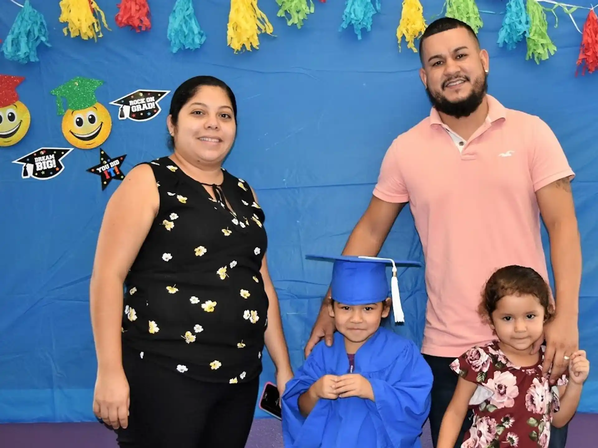 a family posing for a picture