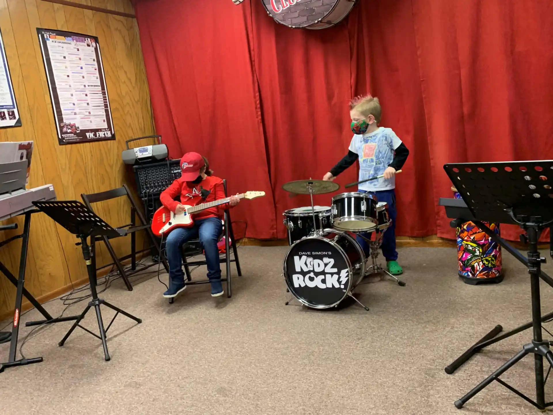 a couple of people playing instruments