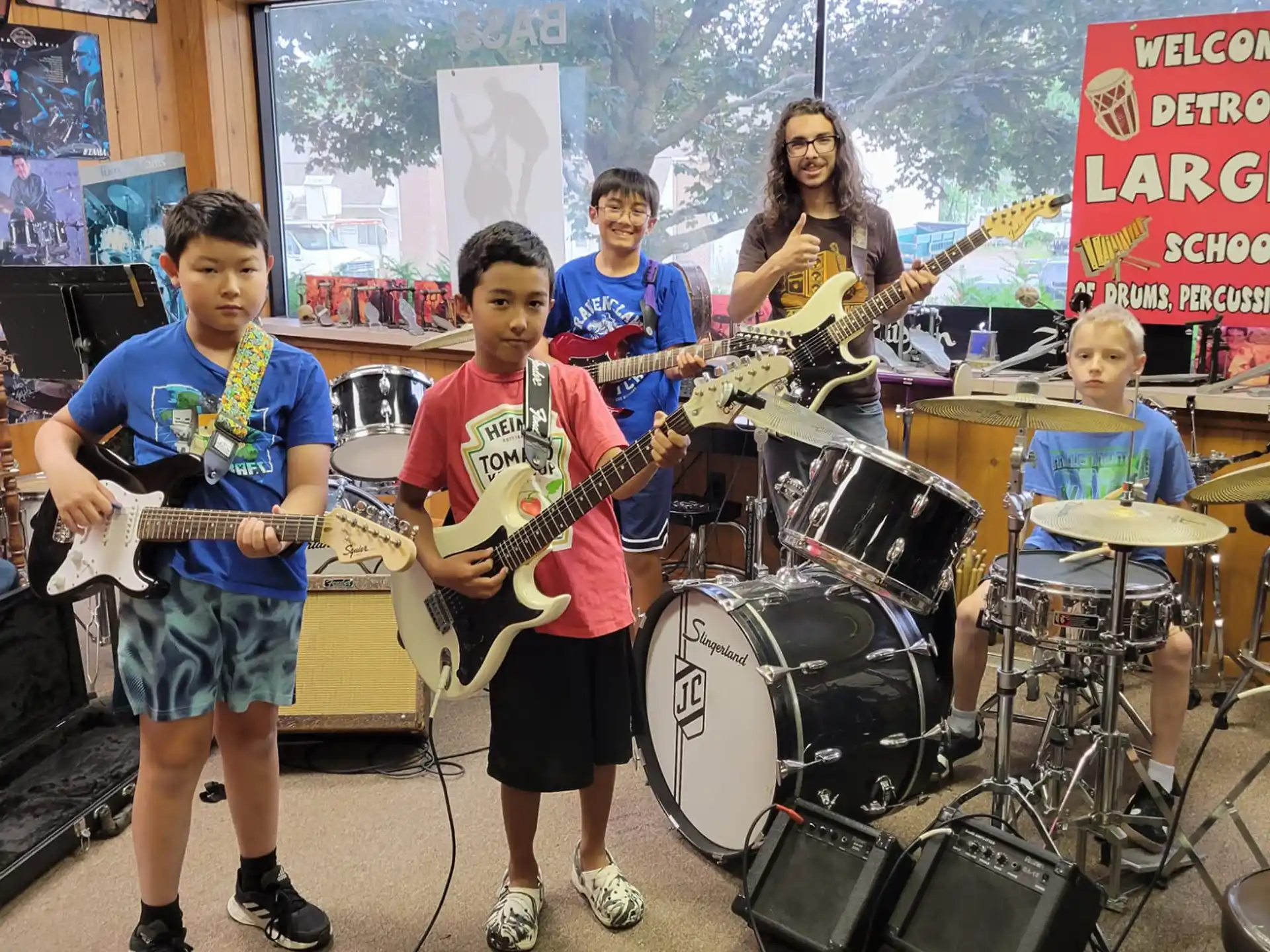 a group of people playing instruments