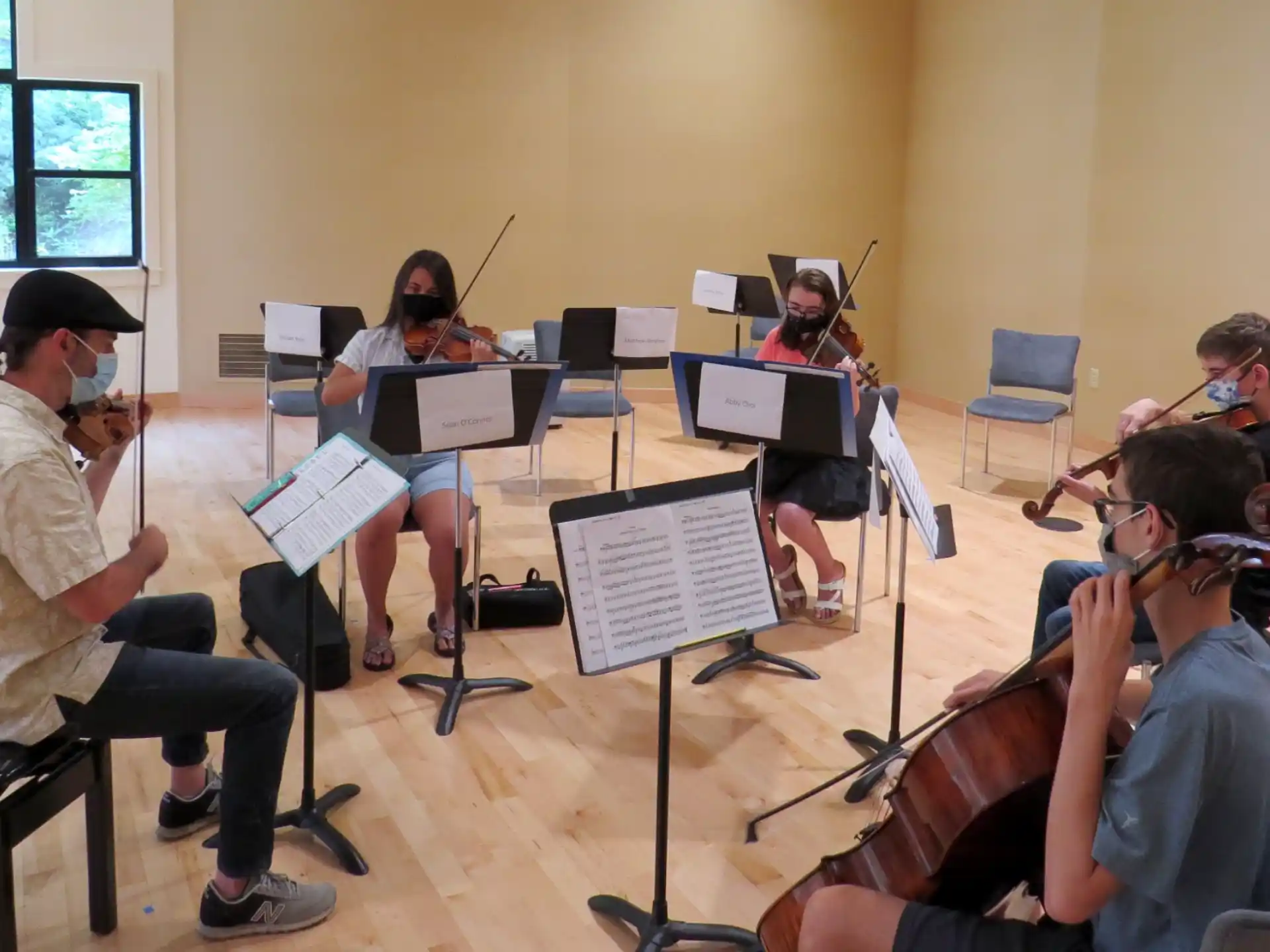 a group of people playing instruments