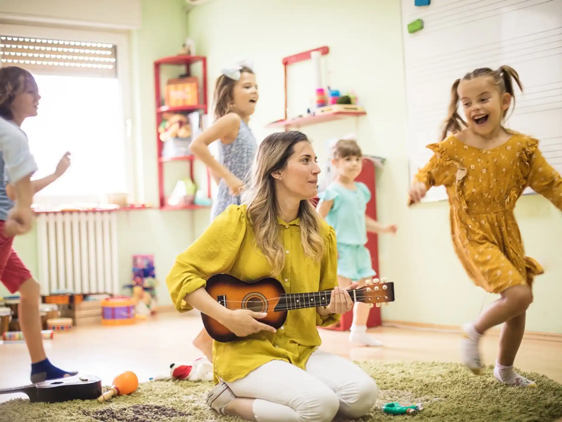a group of children in a room