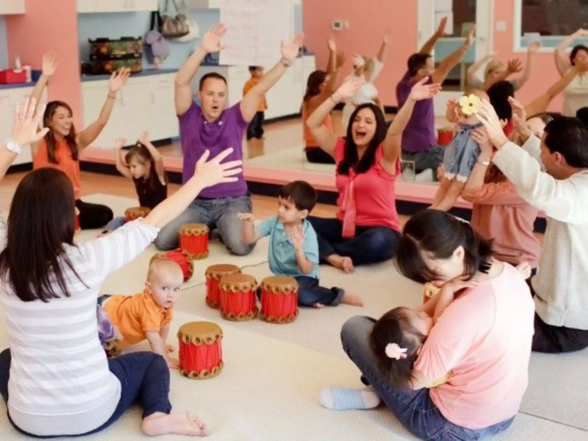 a group of people doing yoga