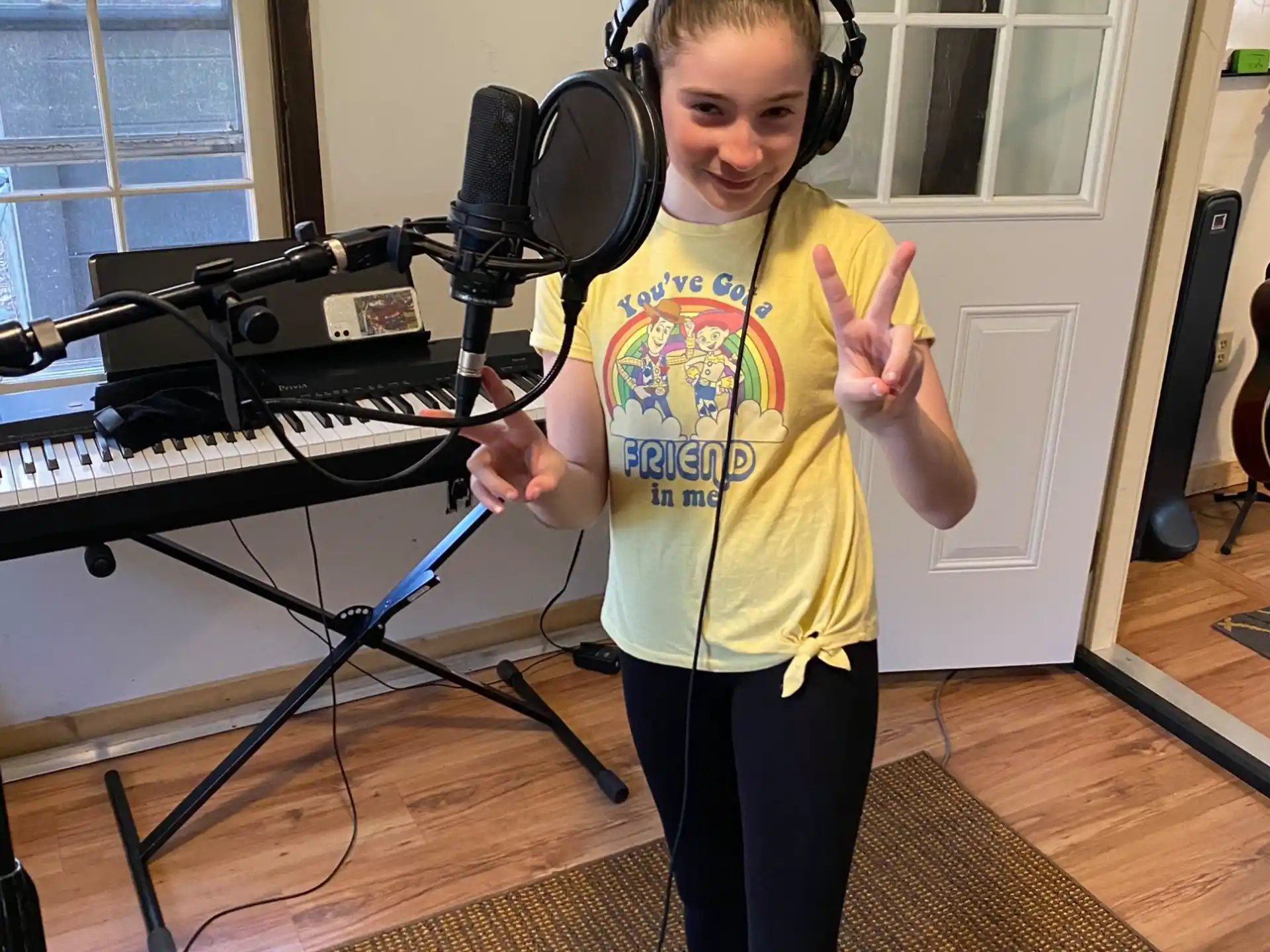 a girl wearing headphones