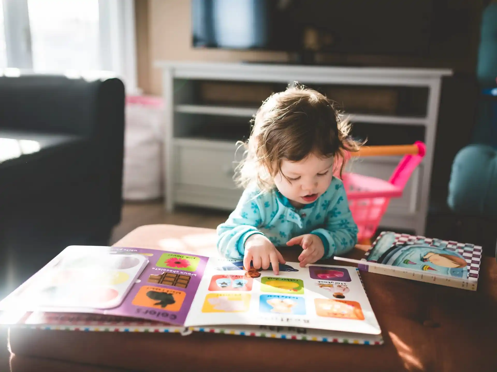 a child sitting at a table