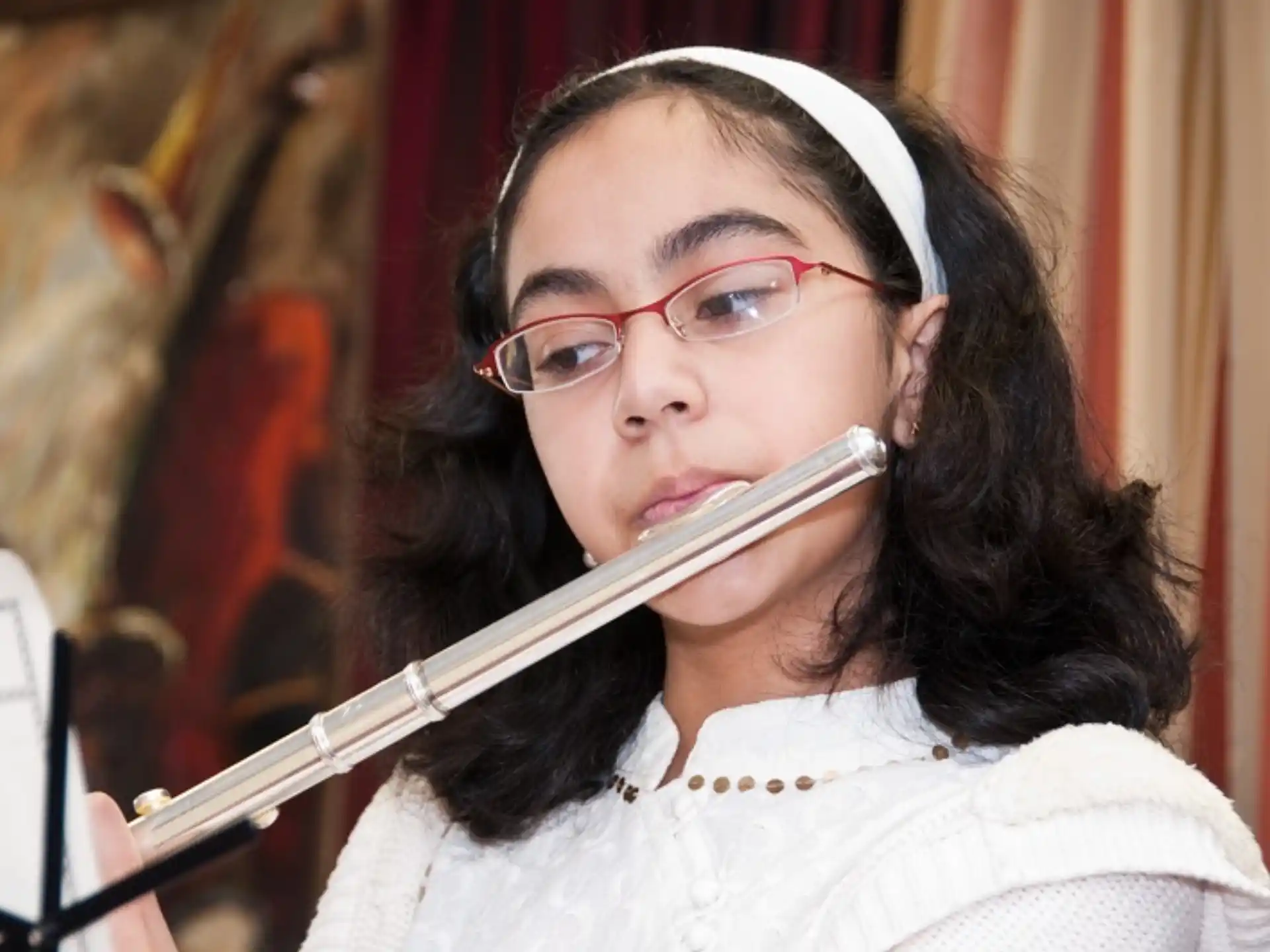 a woman with a microphone