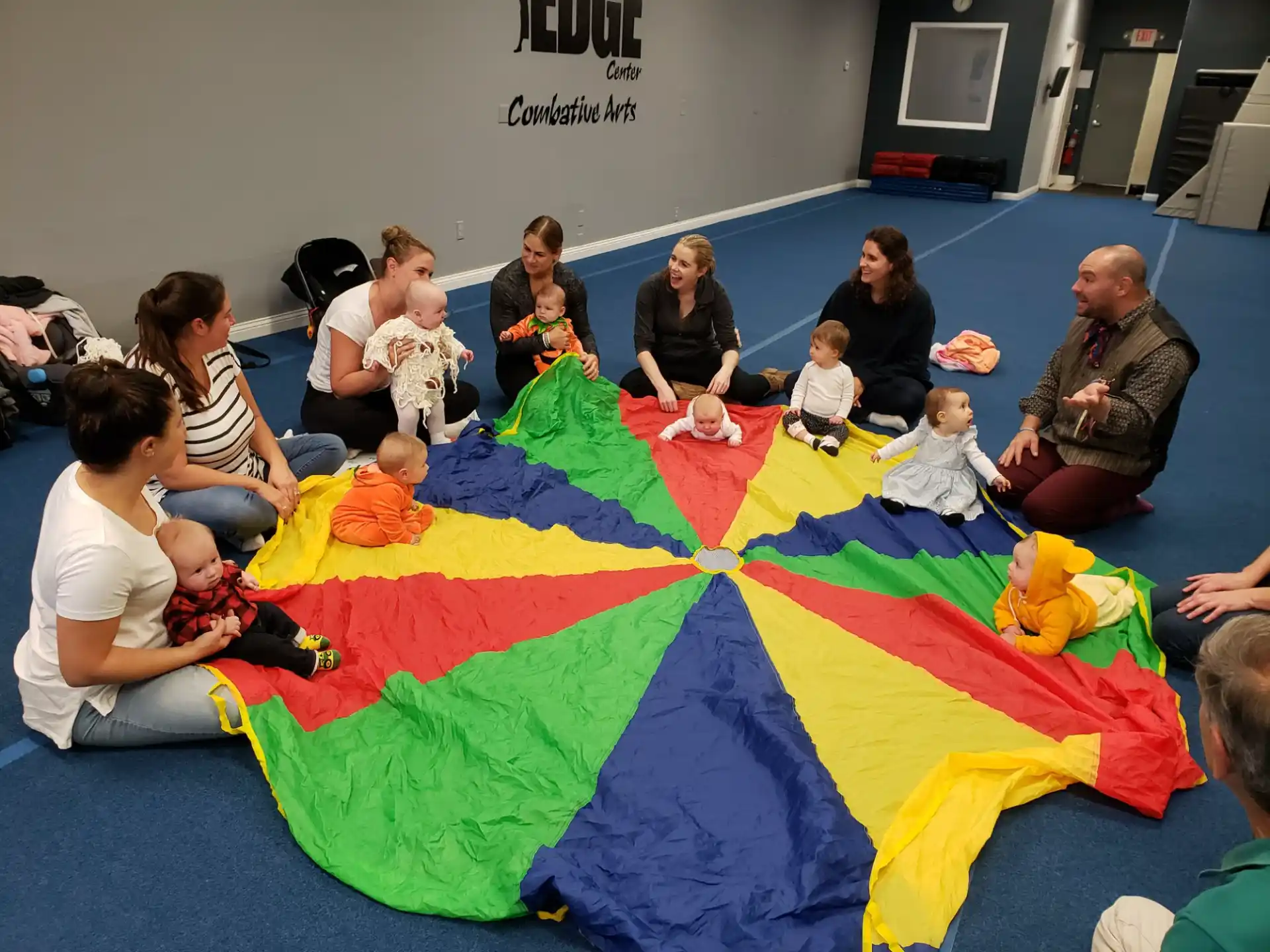 a group of people sitting on the floor