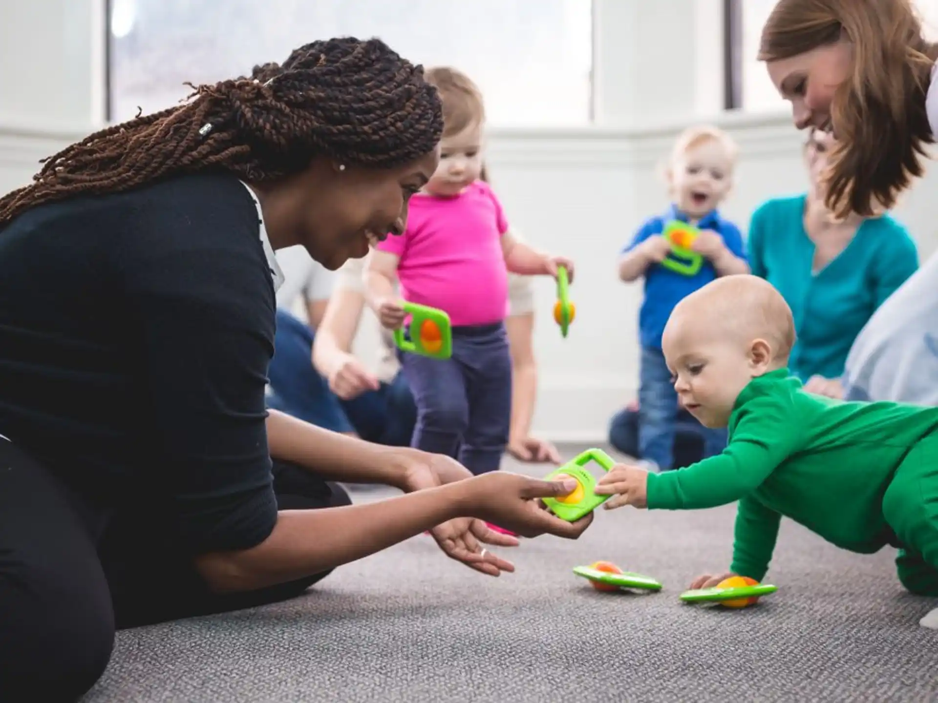 a woman and a group of children