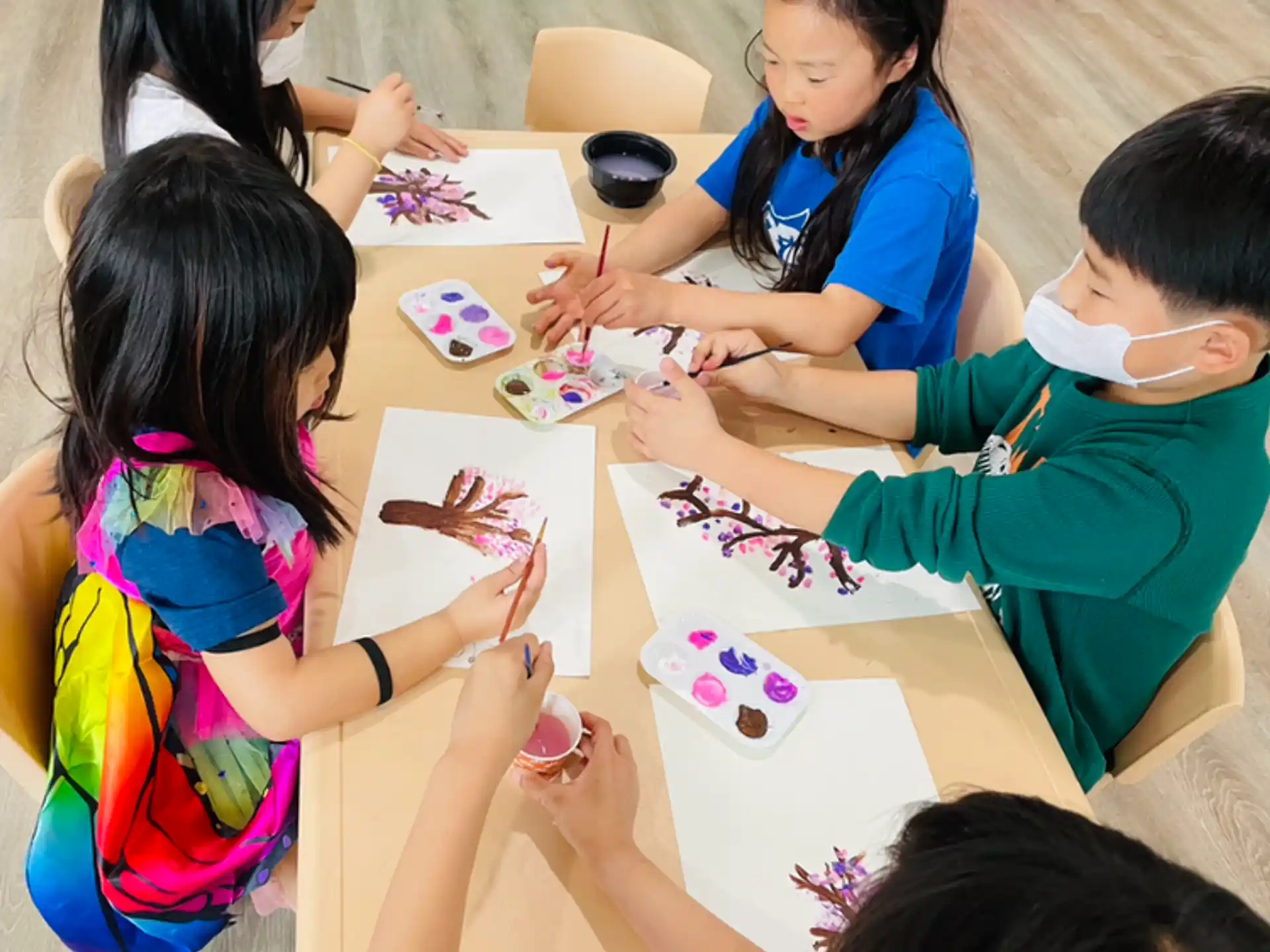 a group of children sitting around a table playing a game