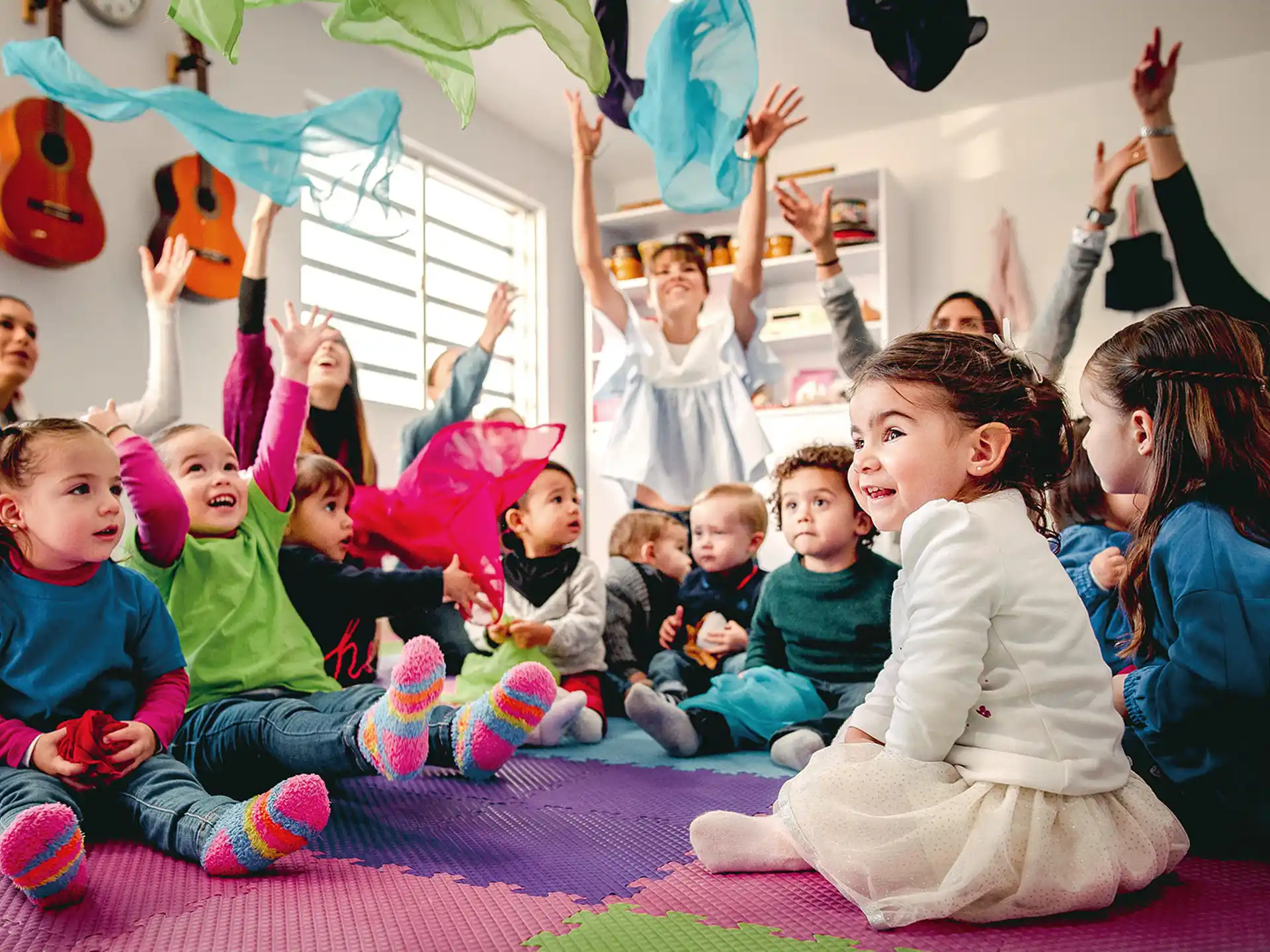 a group of children in a classroom