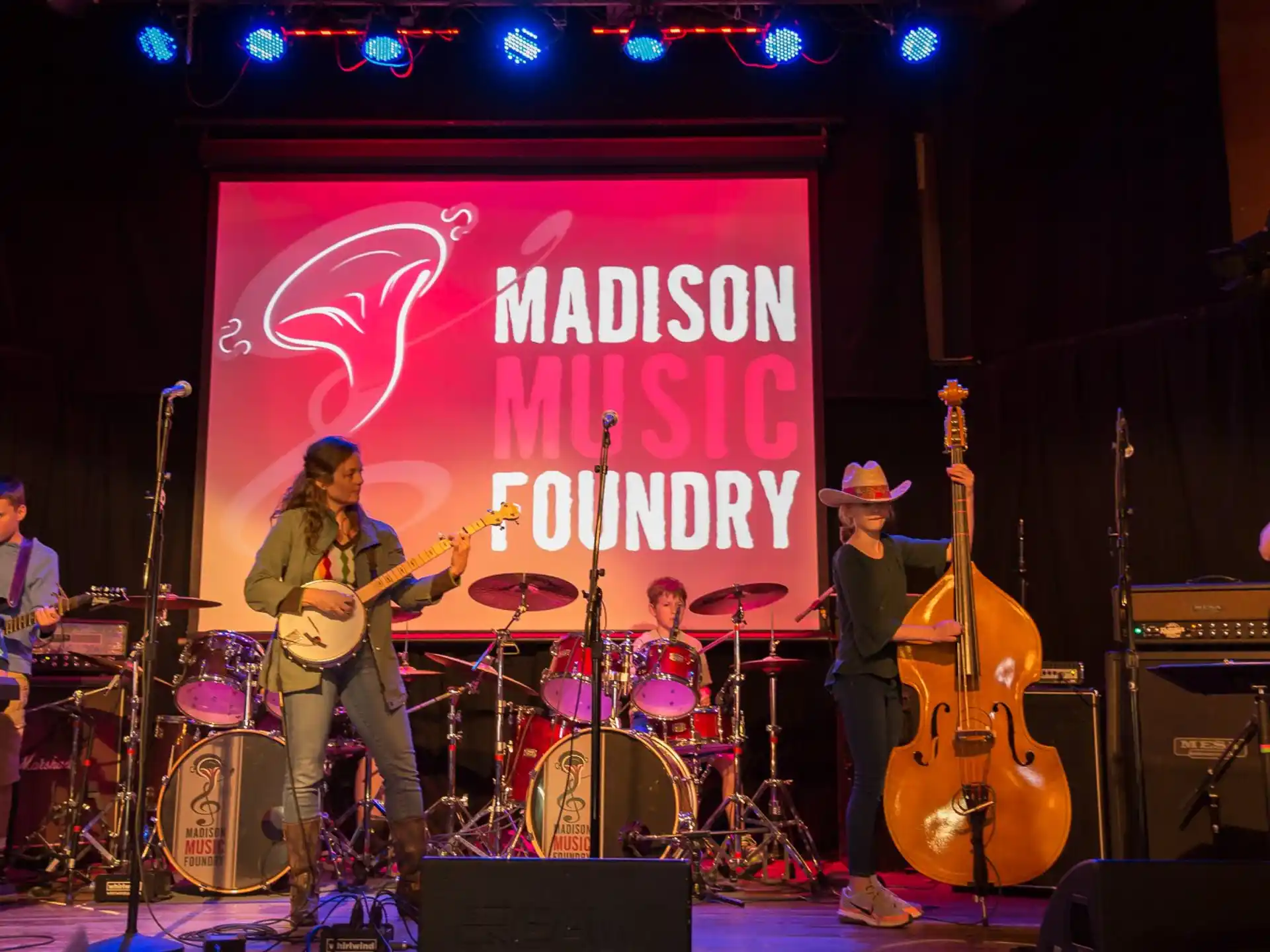 a band playing on a stage