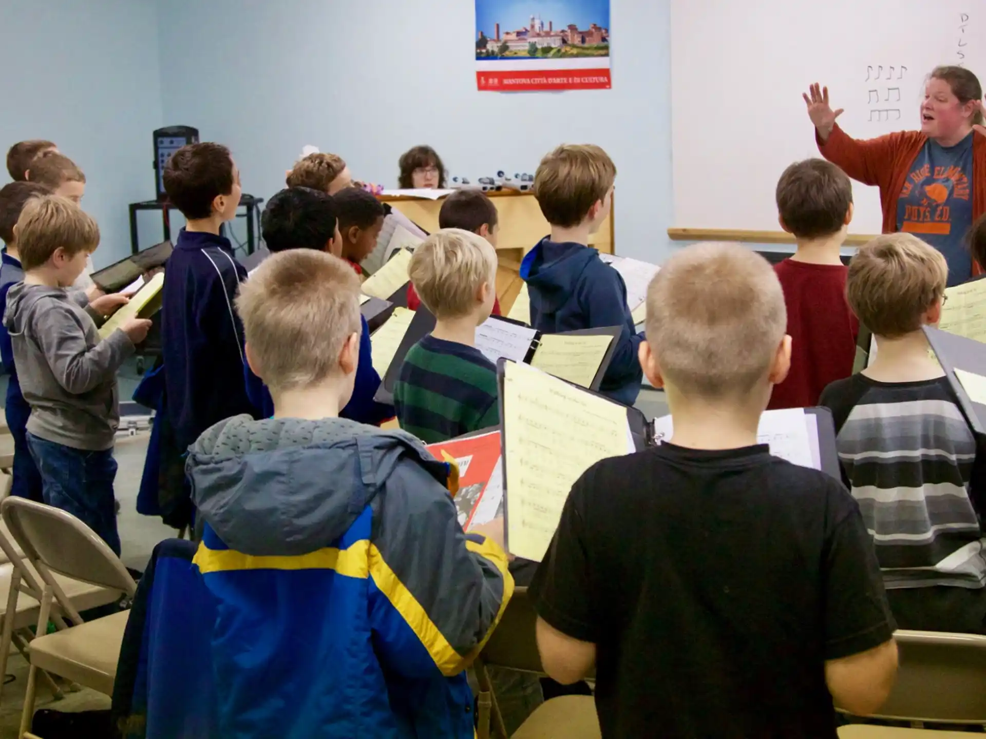 a group of children in a classroom
