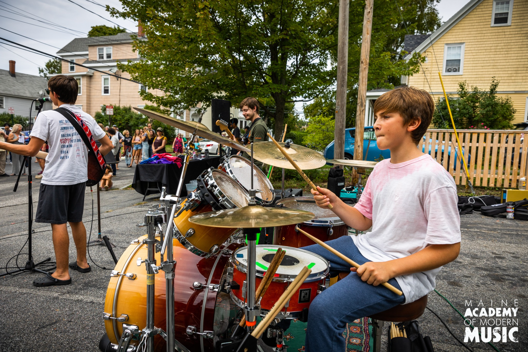 a group of people playing instruments