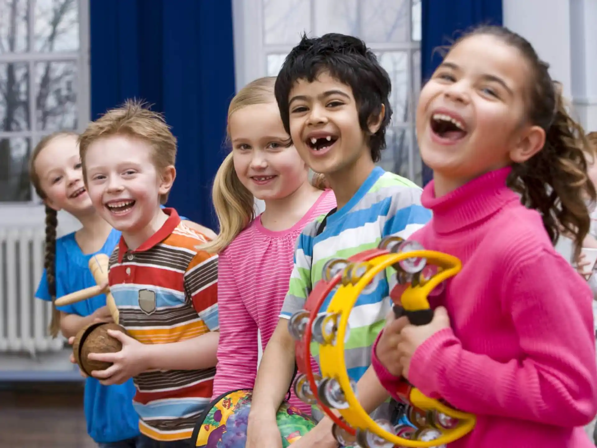 a group of children smiling