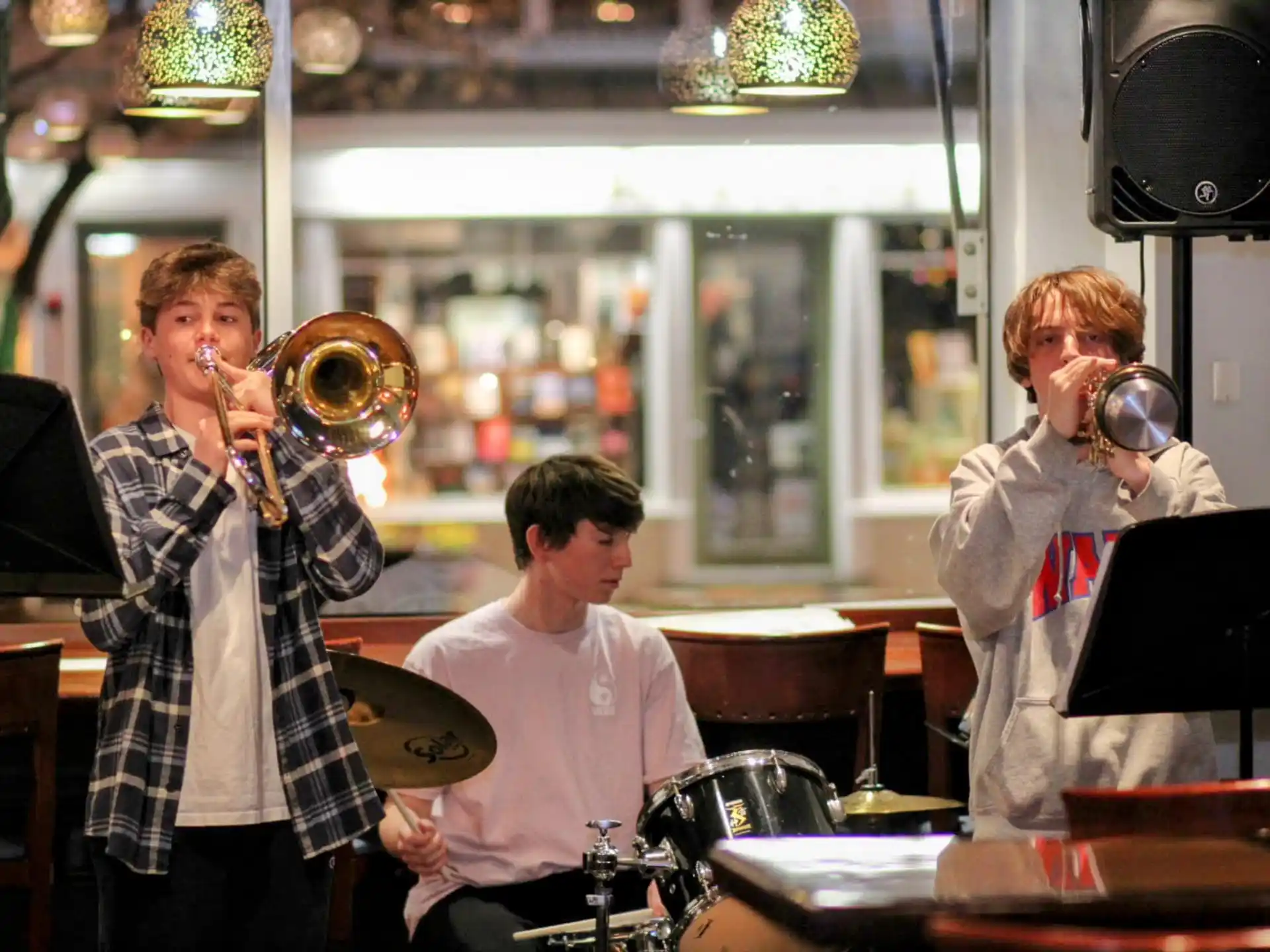 a group of people playing instruments