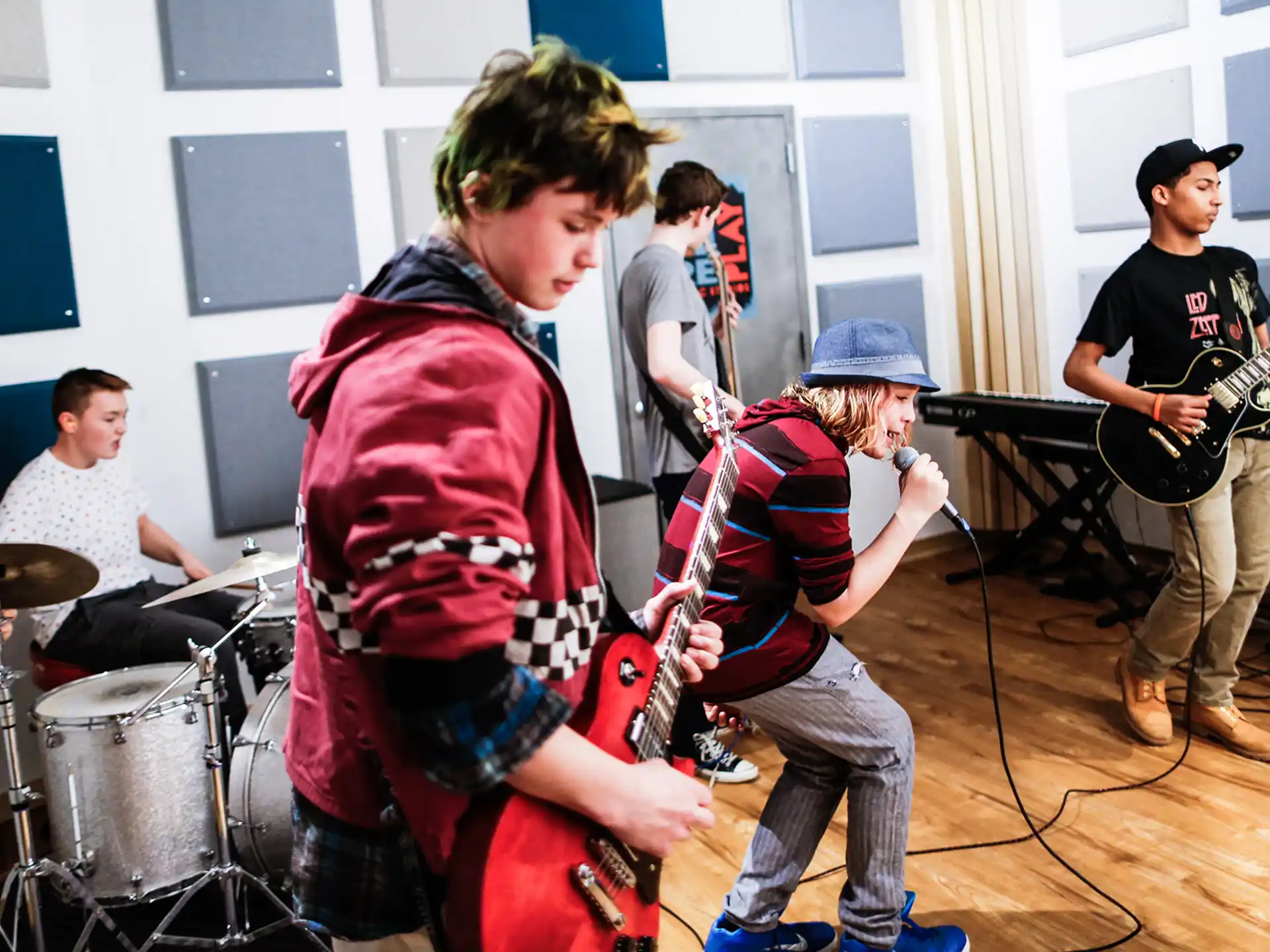 a group of people playing instruments