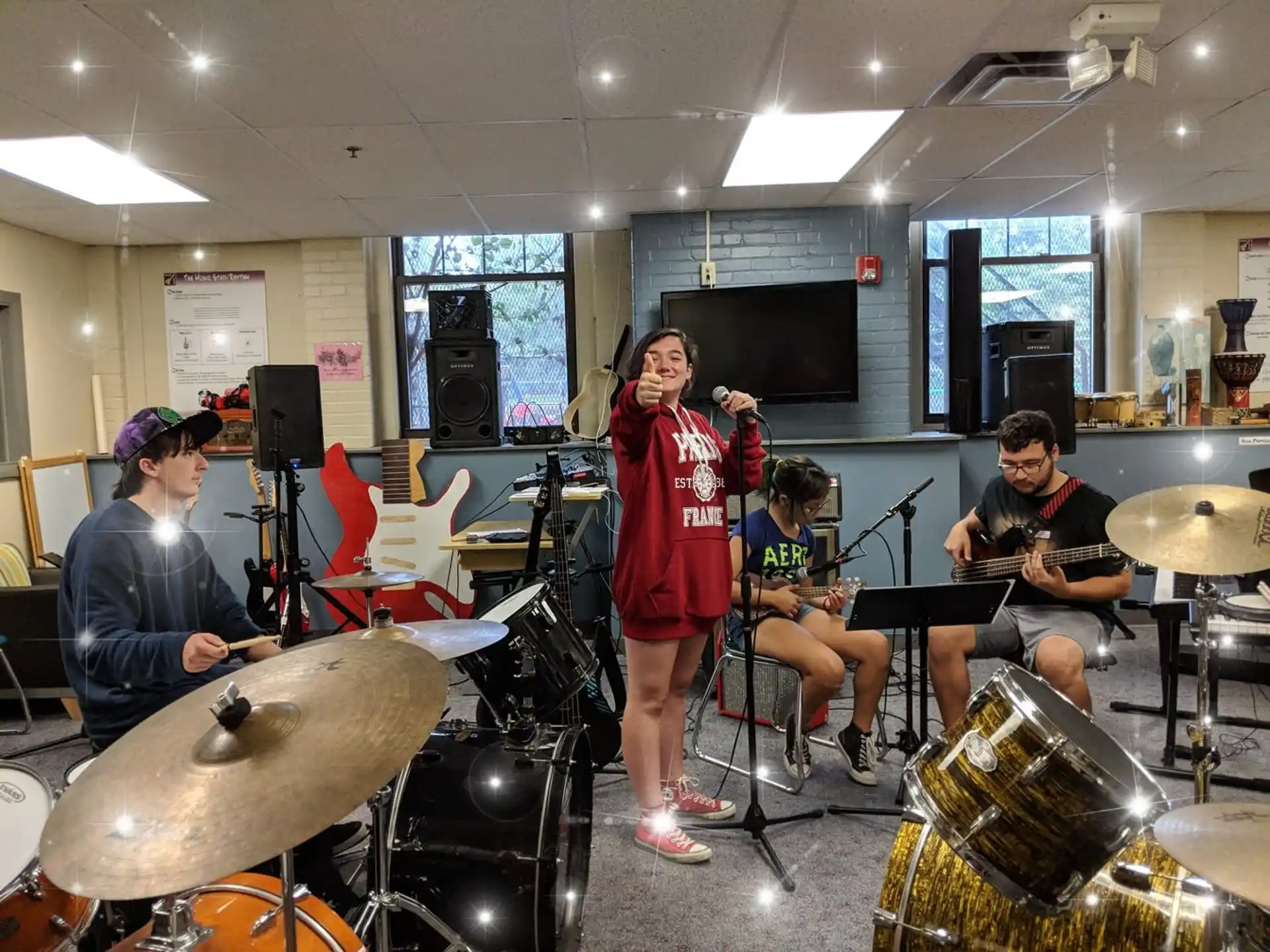 a group of people playing instruments