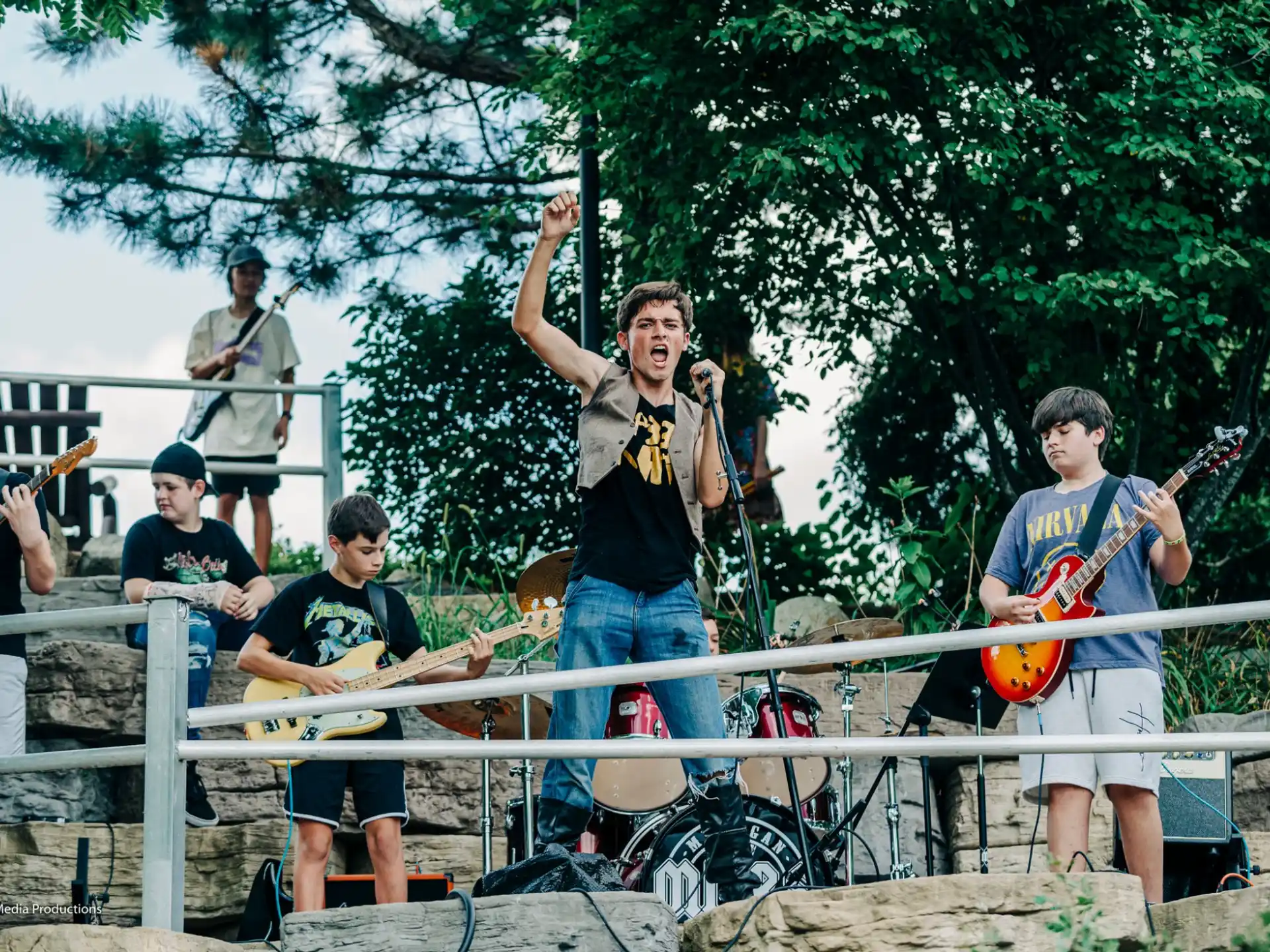 a group of people playing instruments