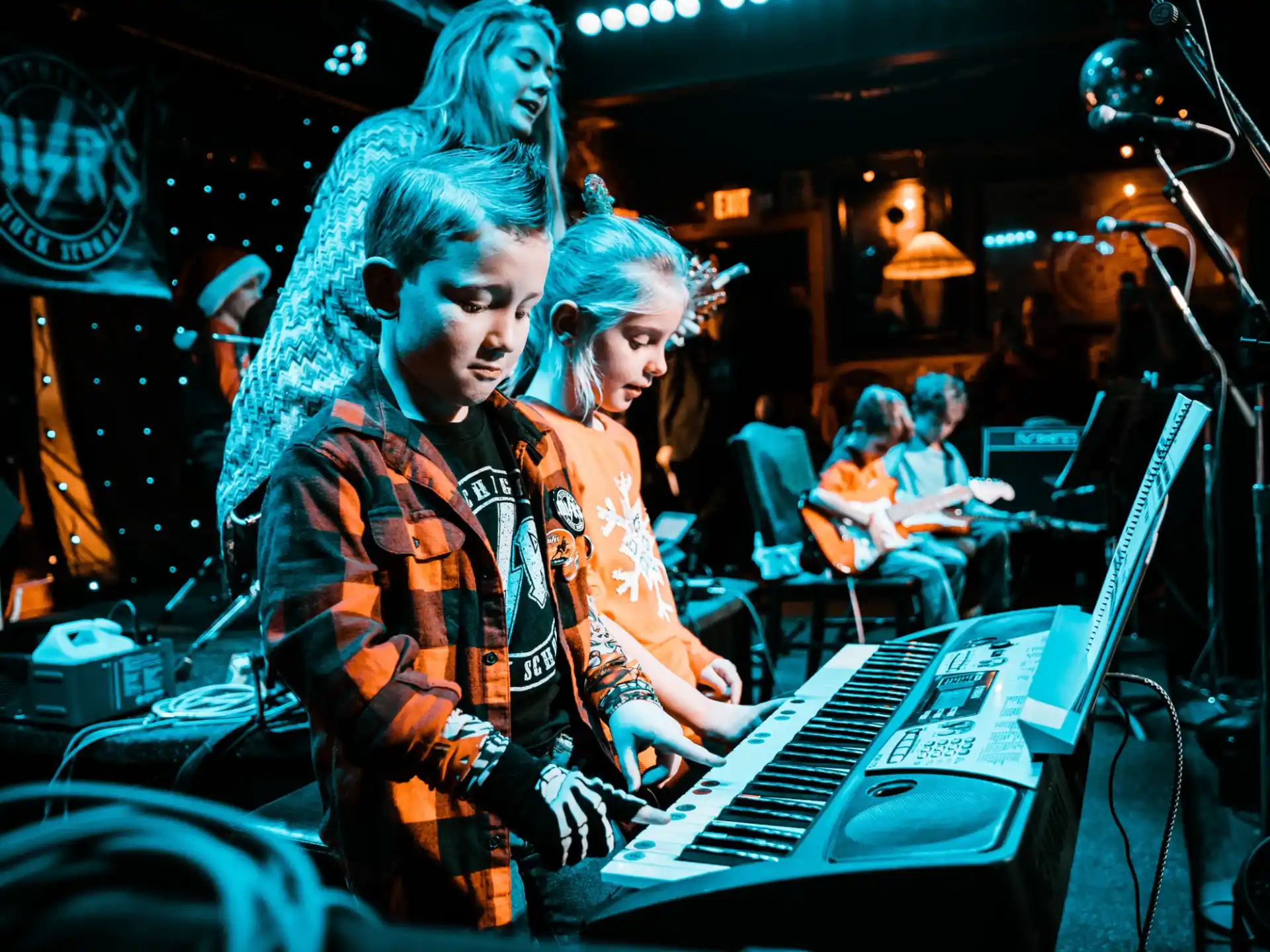 a group of people playing instruments