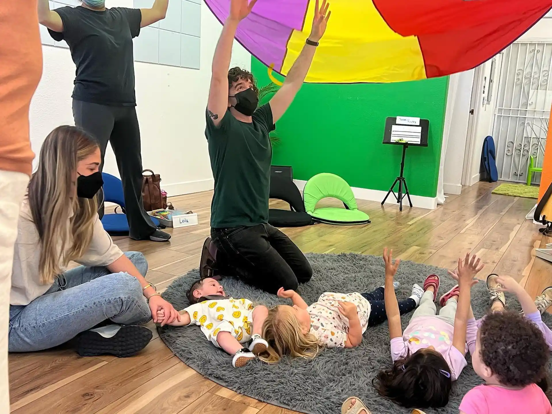 a group of people doing yoga