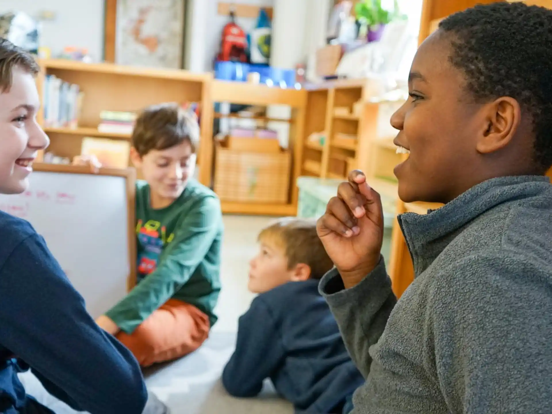 a group of people in a classroom