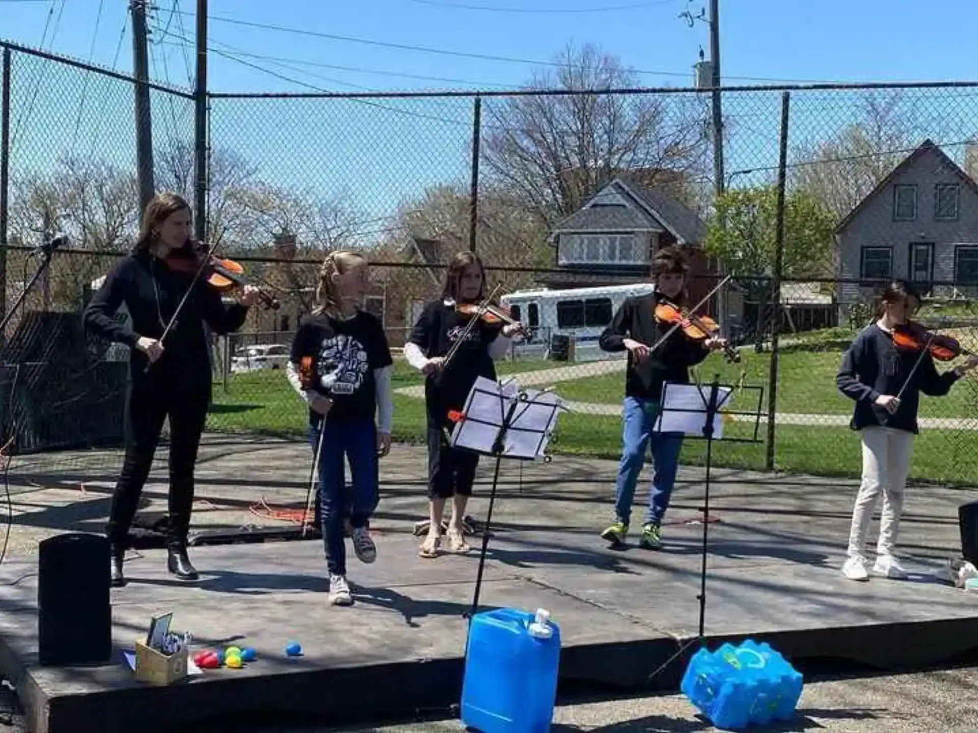 a group of people playing instruments