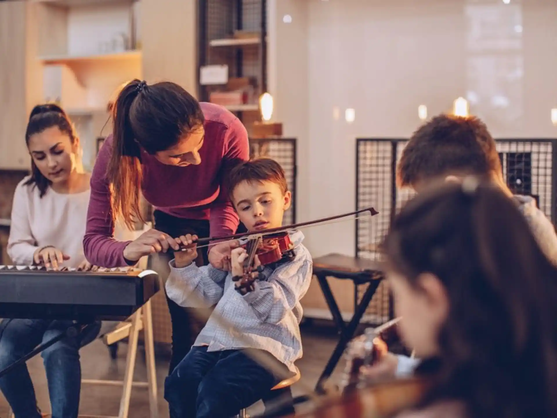 a group of people playing instruments