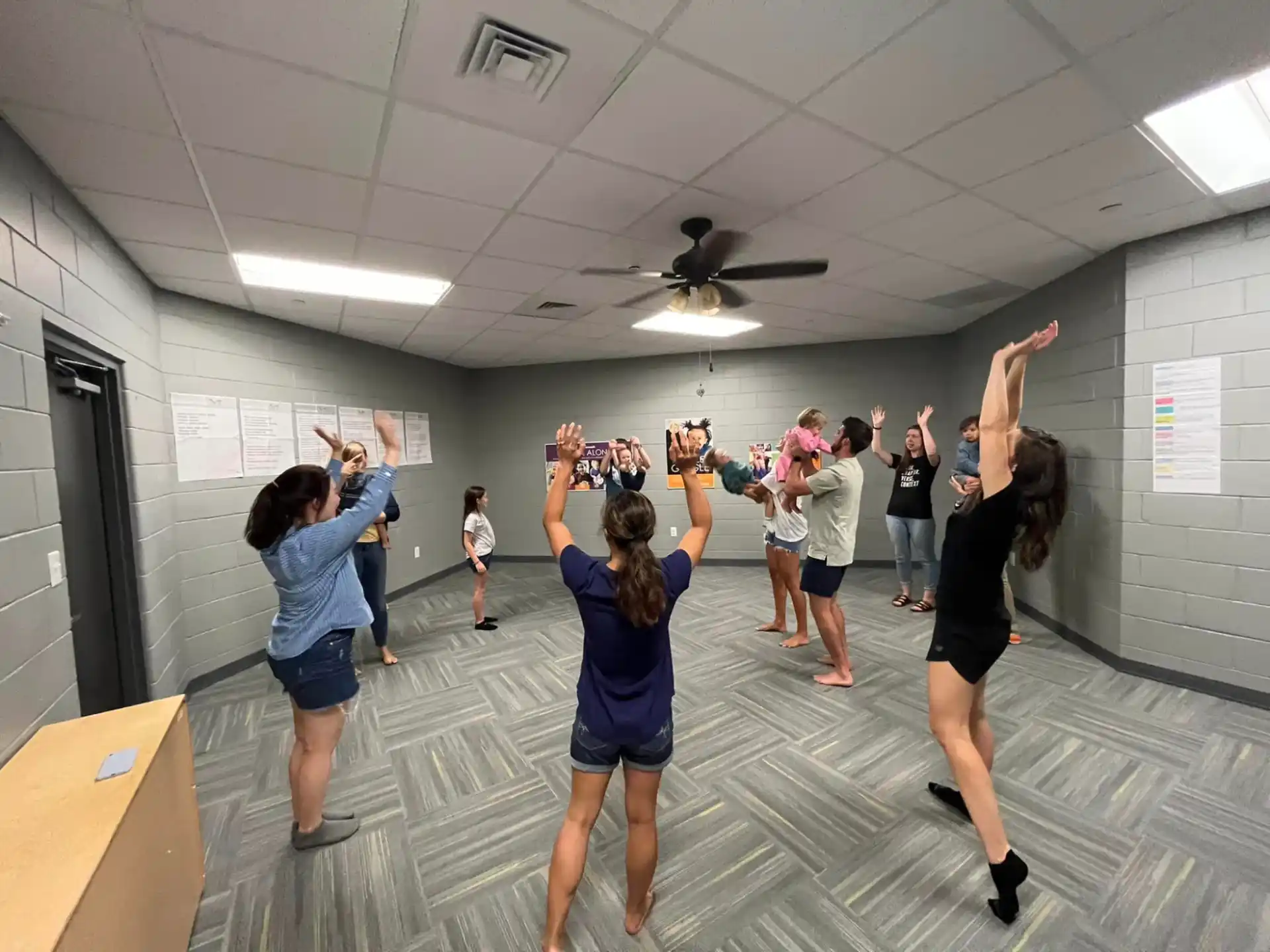 a group of people in a room