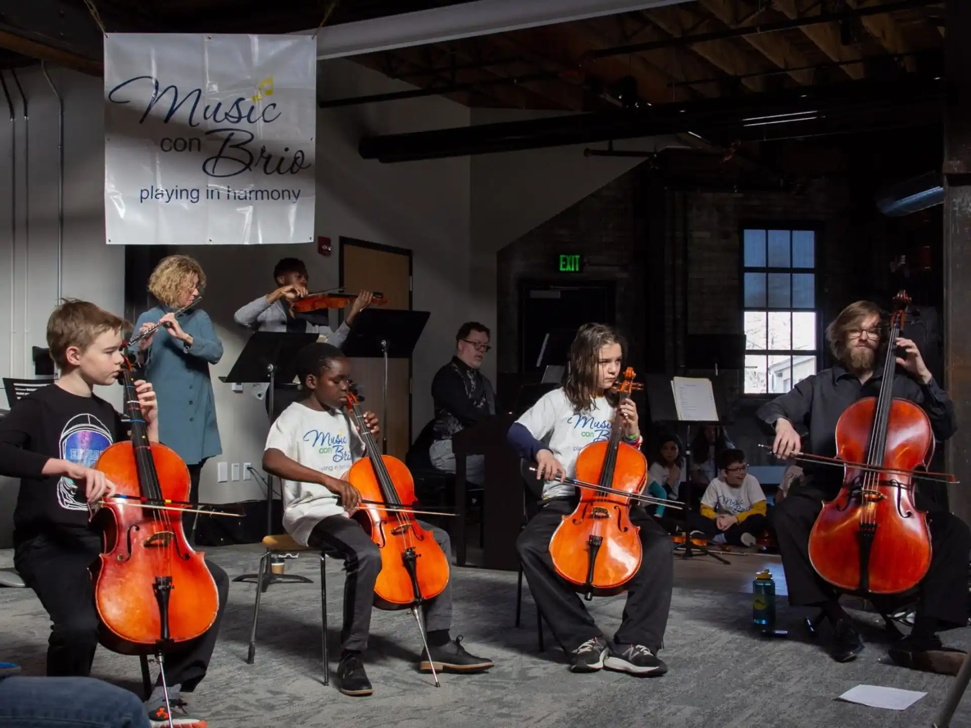 a group of people playing instruments